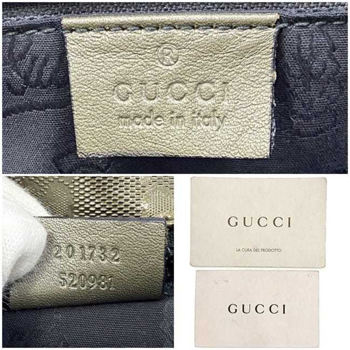 Gucci Green Khaki Coated Canvas Shoulder Bag