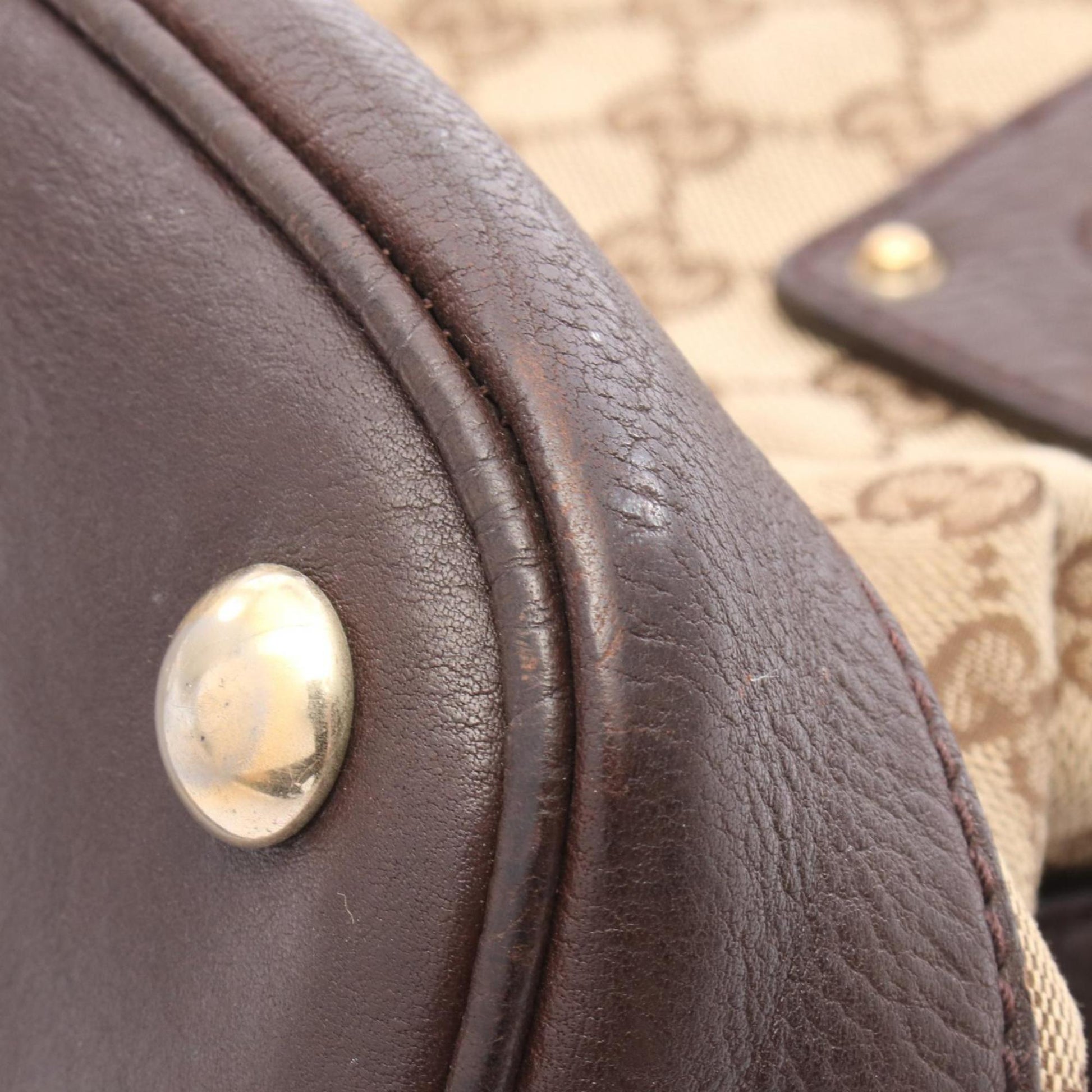 Gucci Beige Brown Gg Canvas Leather Handbag