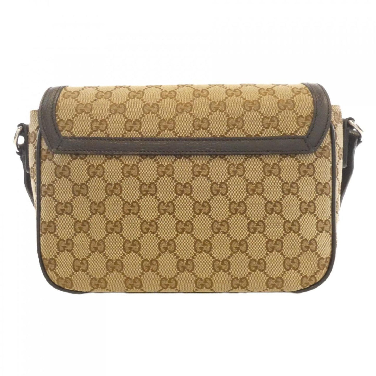 Gucci Beige Brown Gg Canvas Leather Shoulder Bag