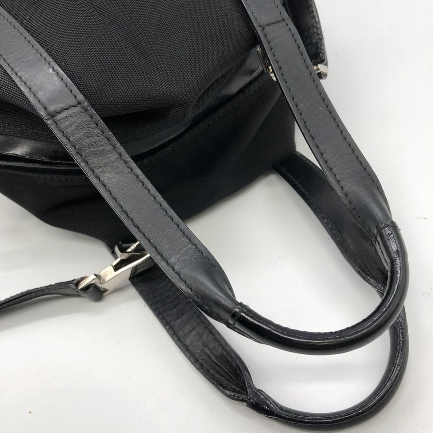 Gucci Black Canvas Leather Handbag Shoulder Bag
