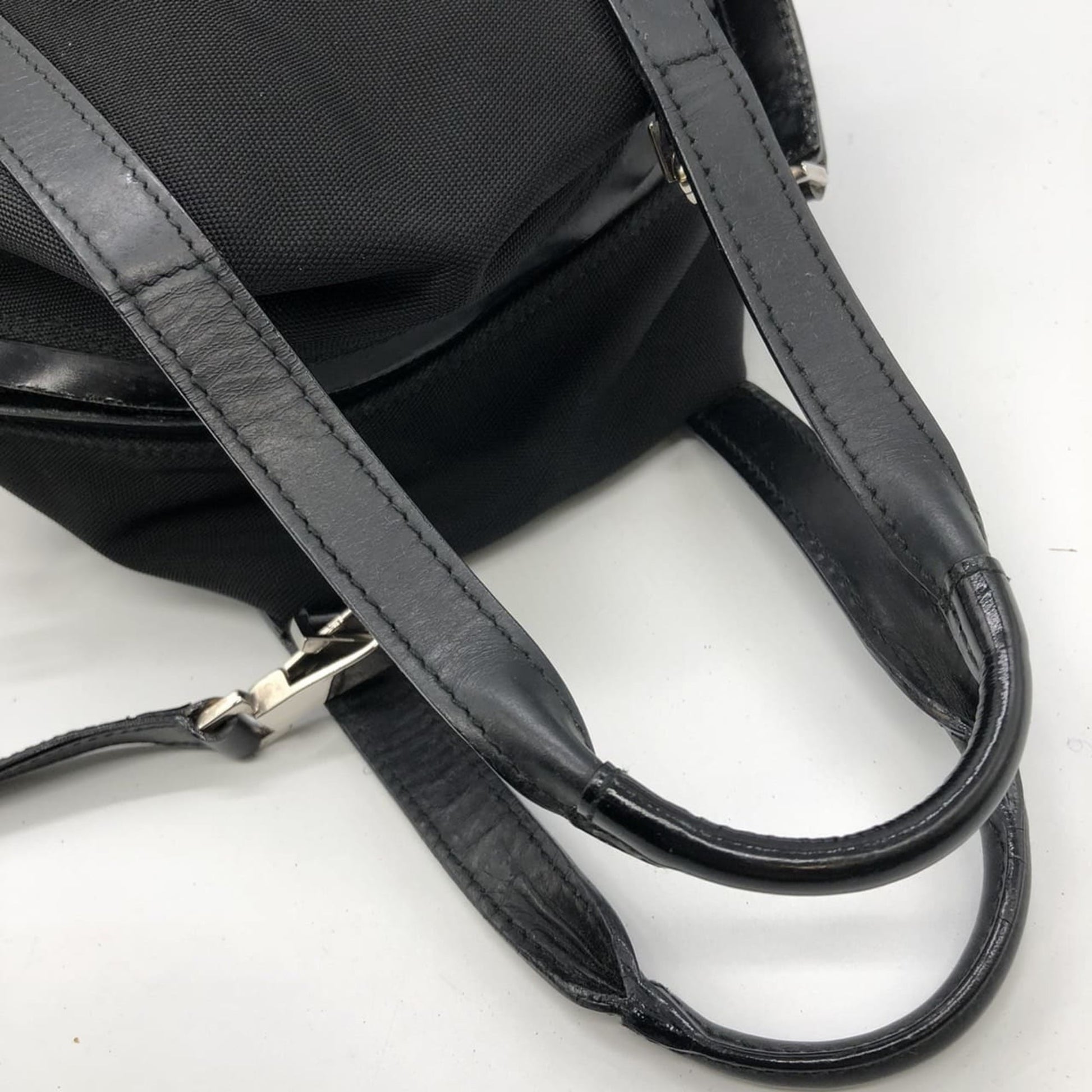 Gucci Black Canvas Leather Handbag Shoulder Bag