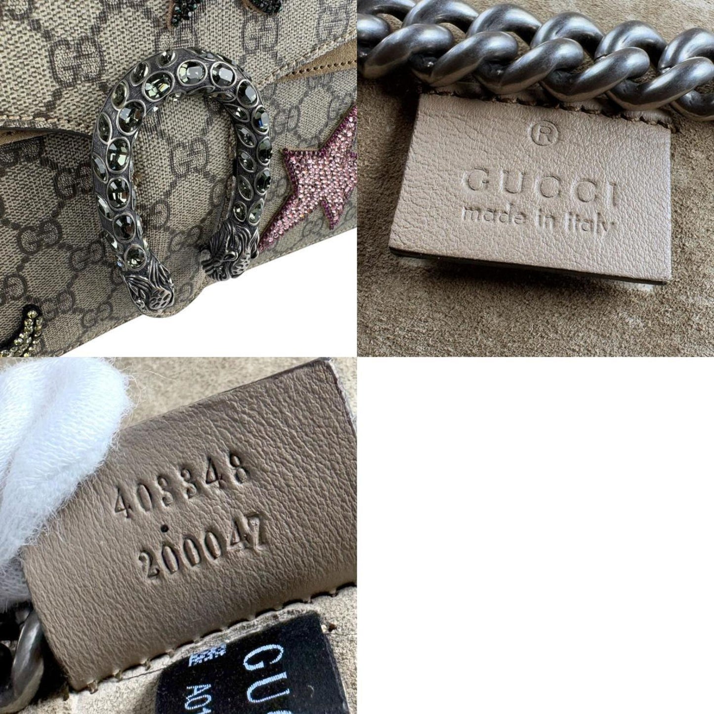 Gucci Brown Multi-Color Gg Supreme Rhinestone Shoulder Bag