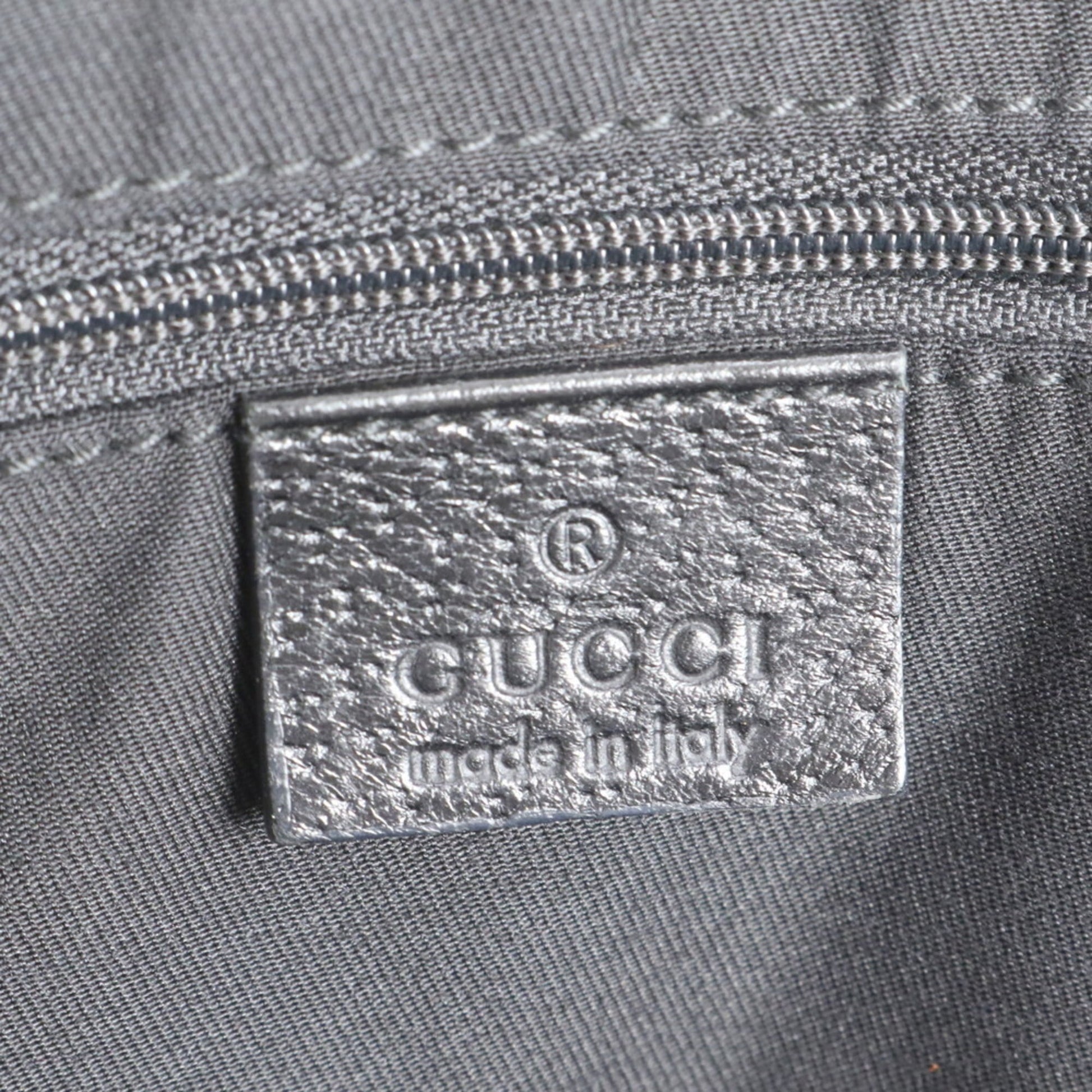 Gucci Black Leather Canvas Tote Bag