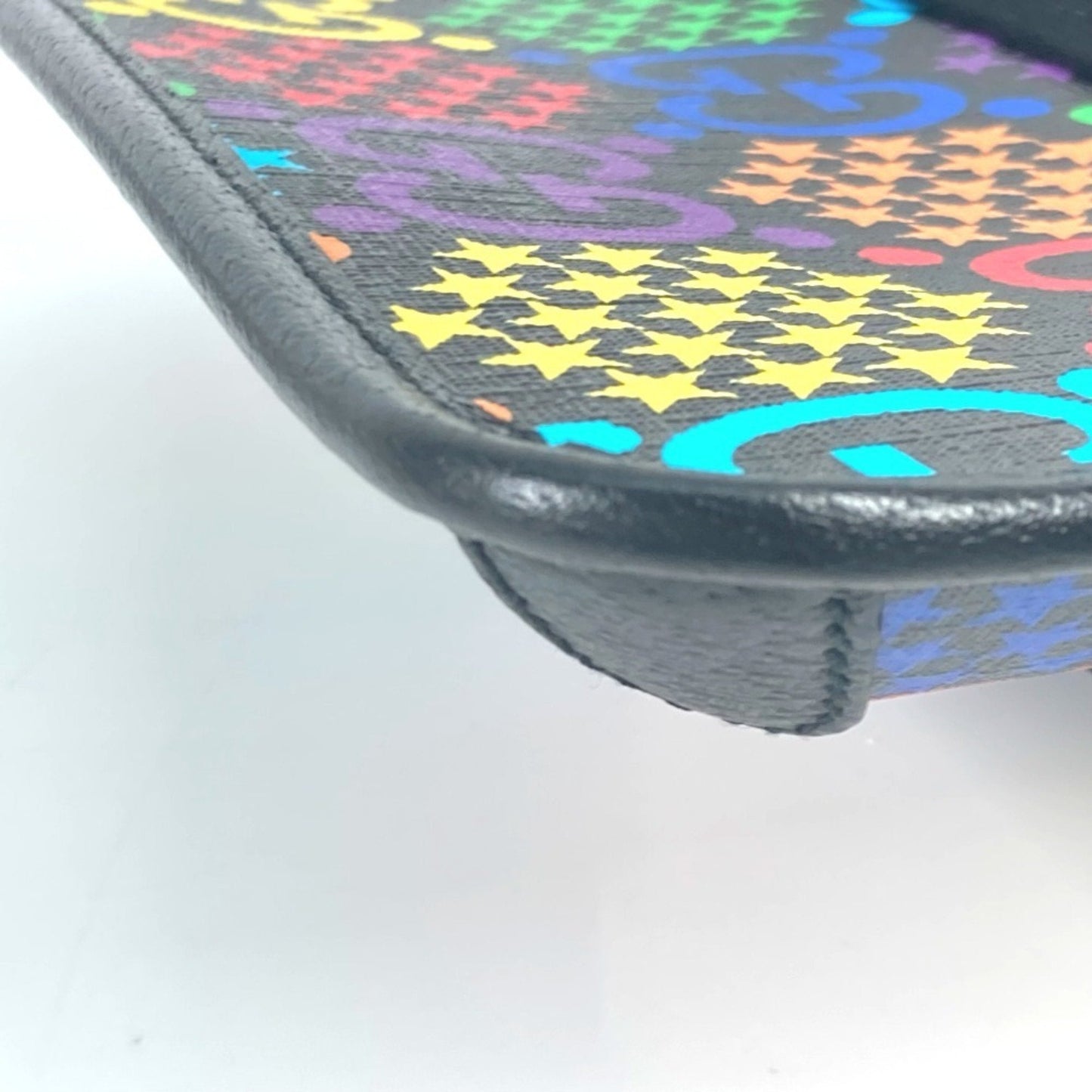 Gucci Black Multi-Color Leather Pvc Shoulder Bag Sling Bag