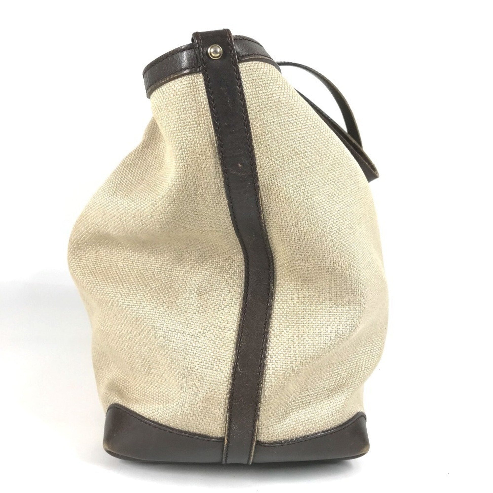 Gucci Beige Brown Leather Canvas Boston Bag Pouch Shoulder Bag Tote Bag