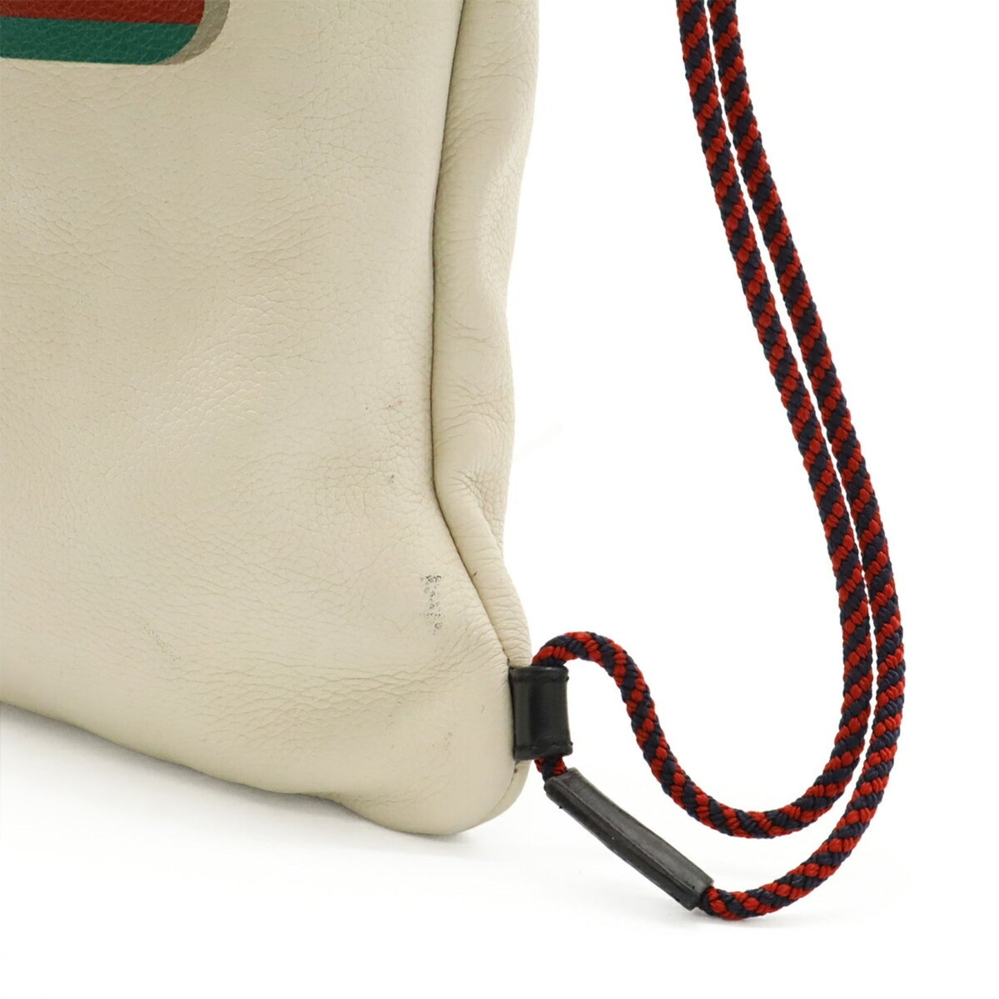 Gucci Green Ivory Red Color Leather Backpack Pouch Tote Bag