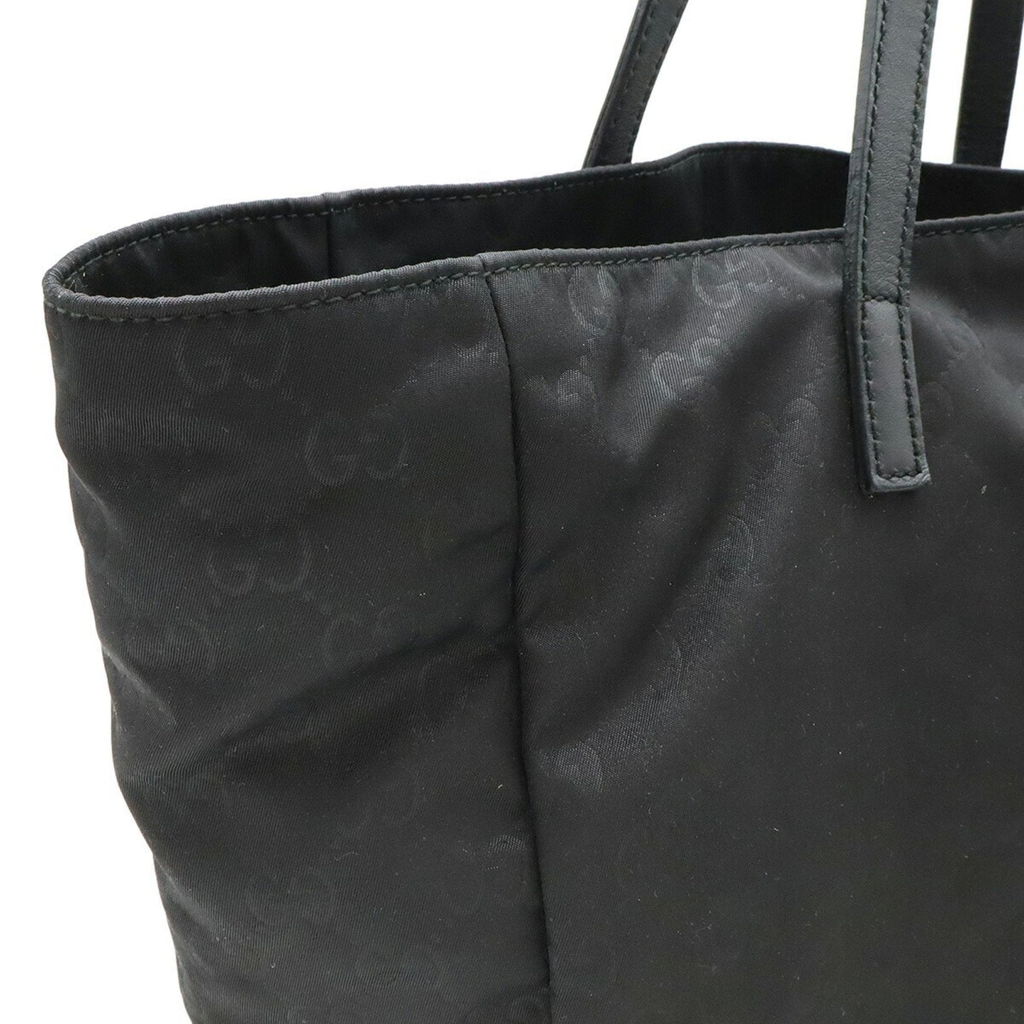 Gucci Black Nylon Leather Handbag Tote Bag
