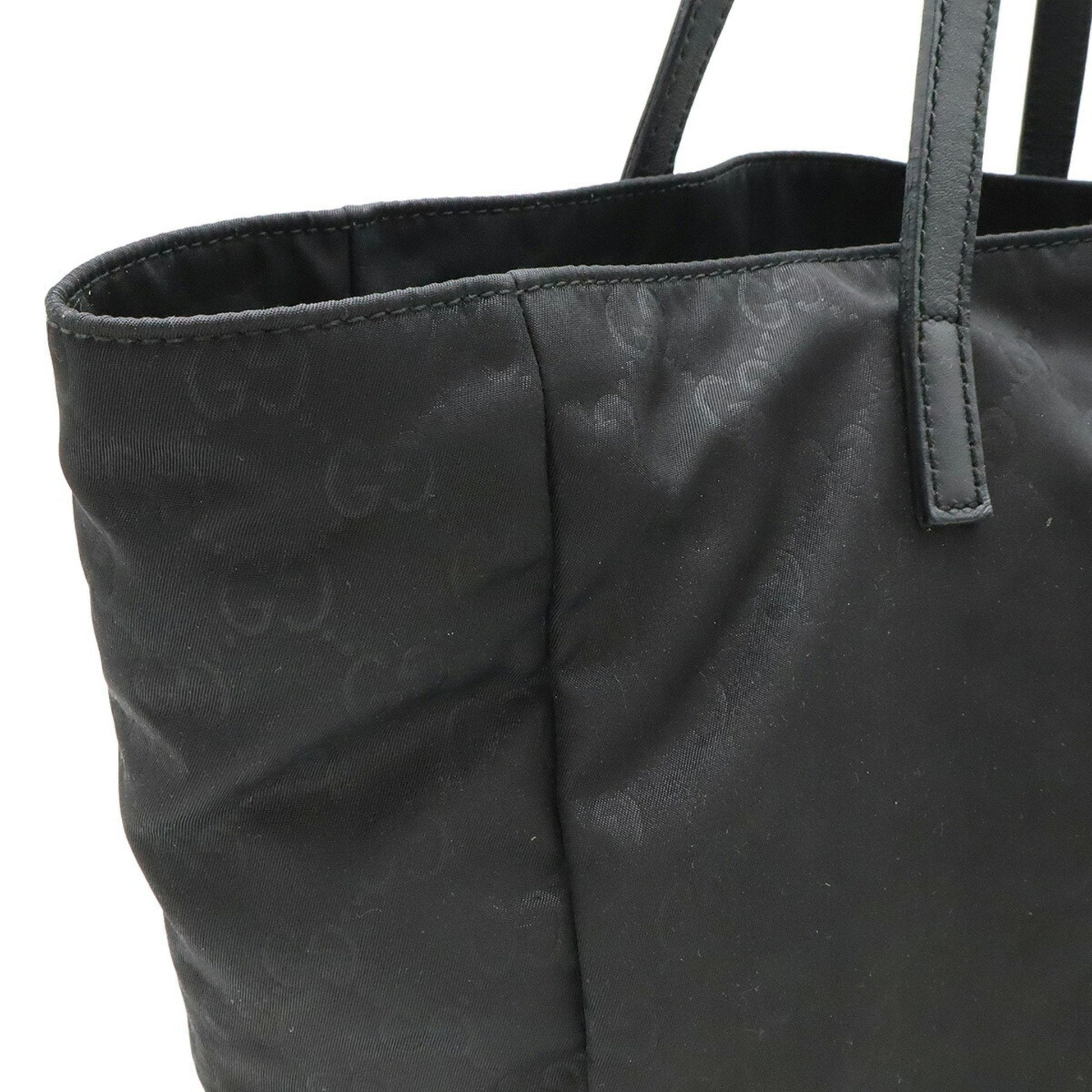 Gucci Black Nylon Leather Handbag Tote Bag
