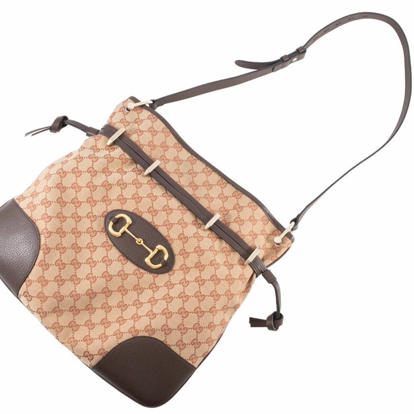 Gucci Beige Brown Gg Canvas Leather Shoulder Bag