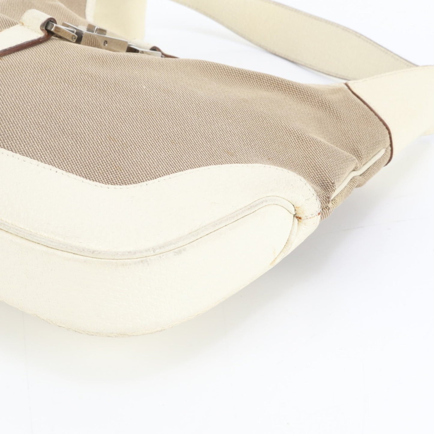 Gucci Beige Leather Canvas Shoulder Bag