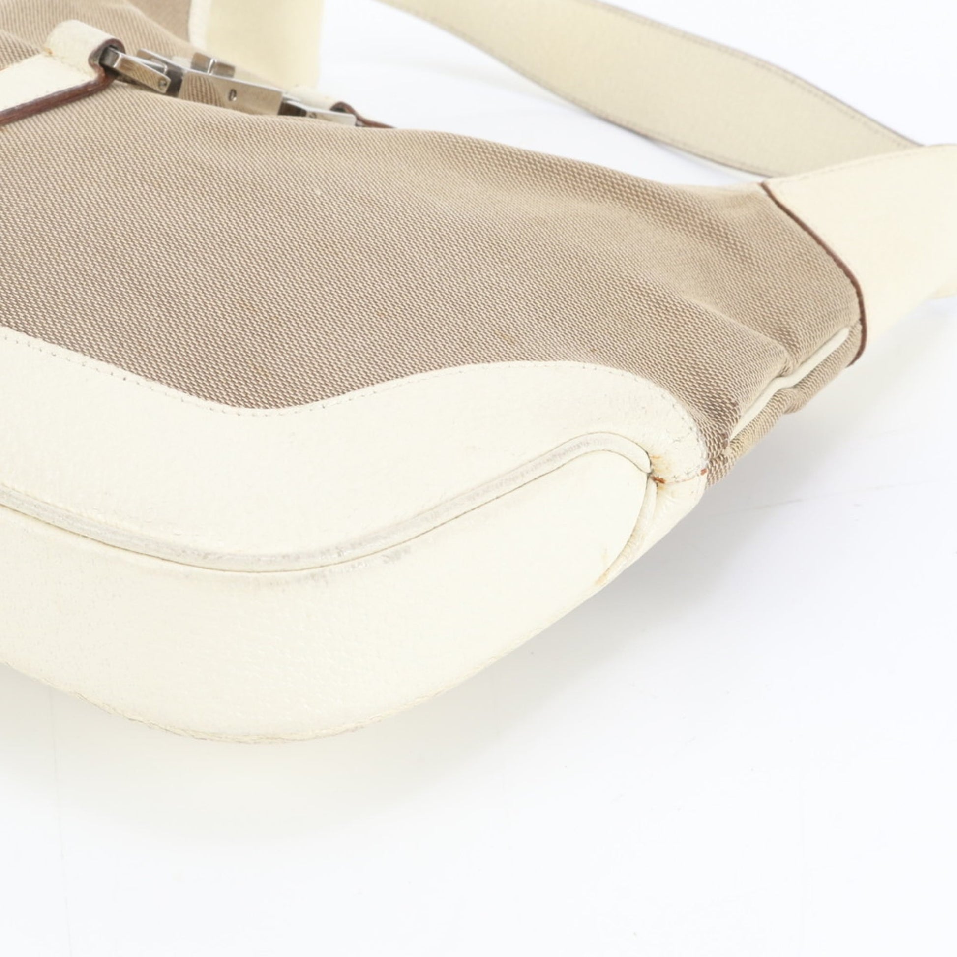 Gucci Beige Leather Canvas Shoulder Bag