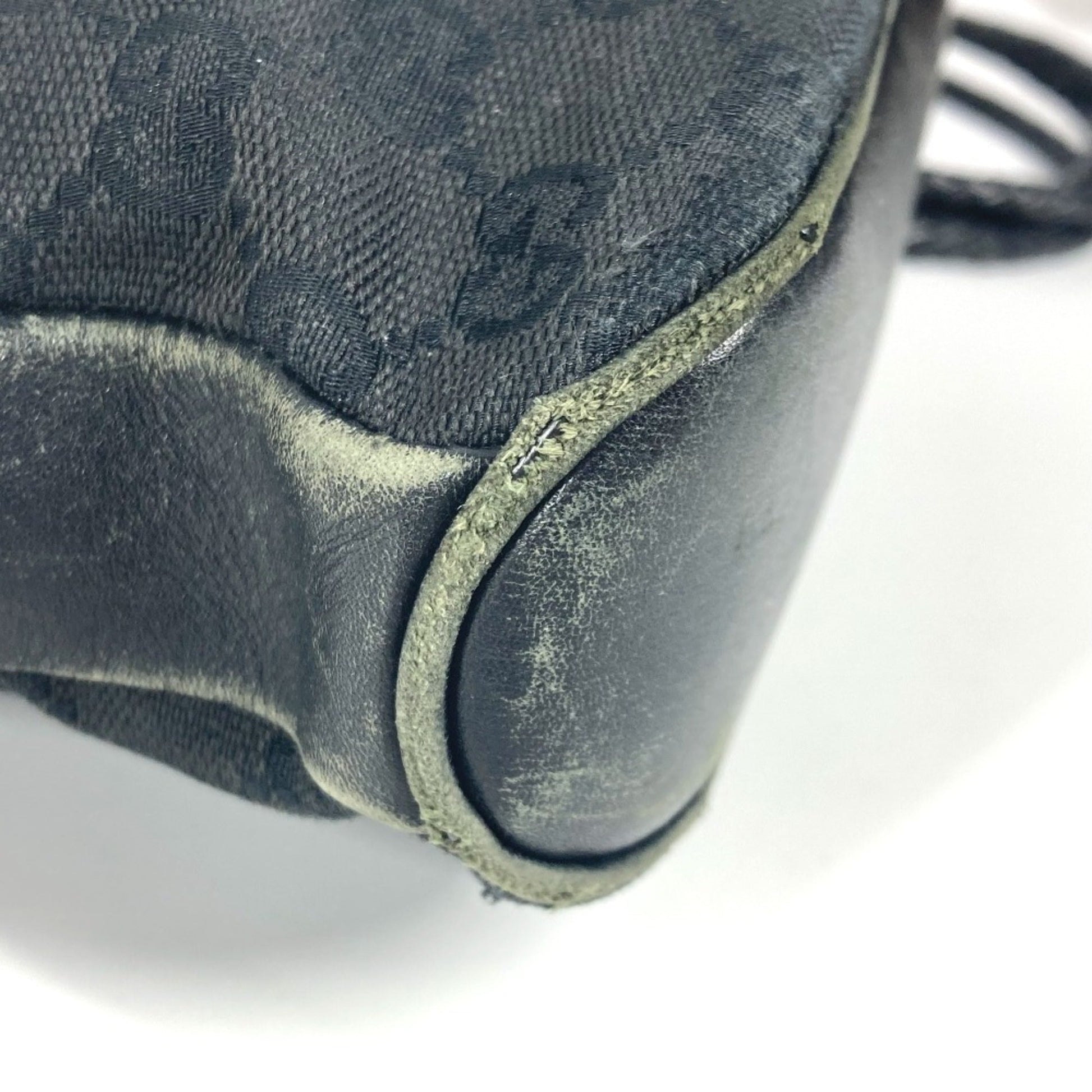 Gucci Black Gg Canvas Leather Shoulder Bag