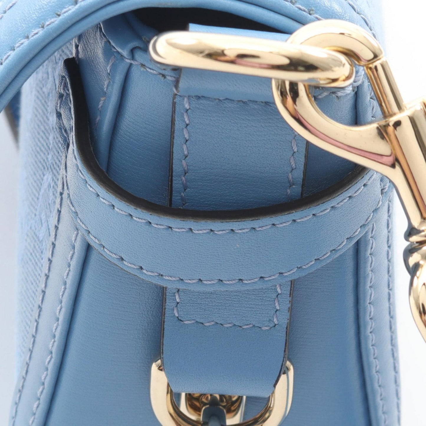 Gucci Blue Canvas Leather Shoulder Bag