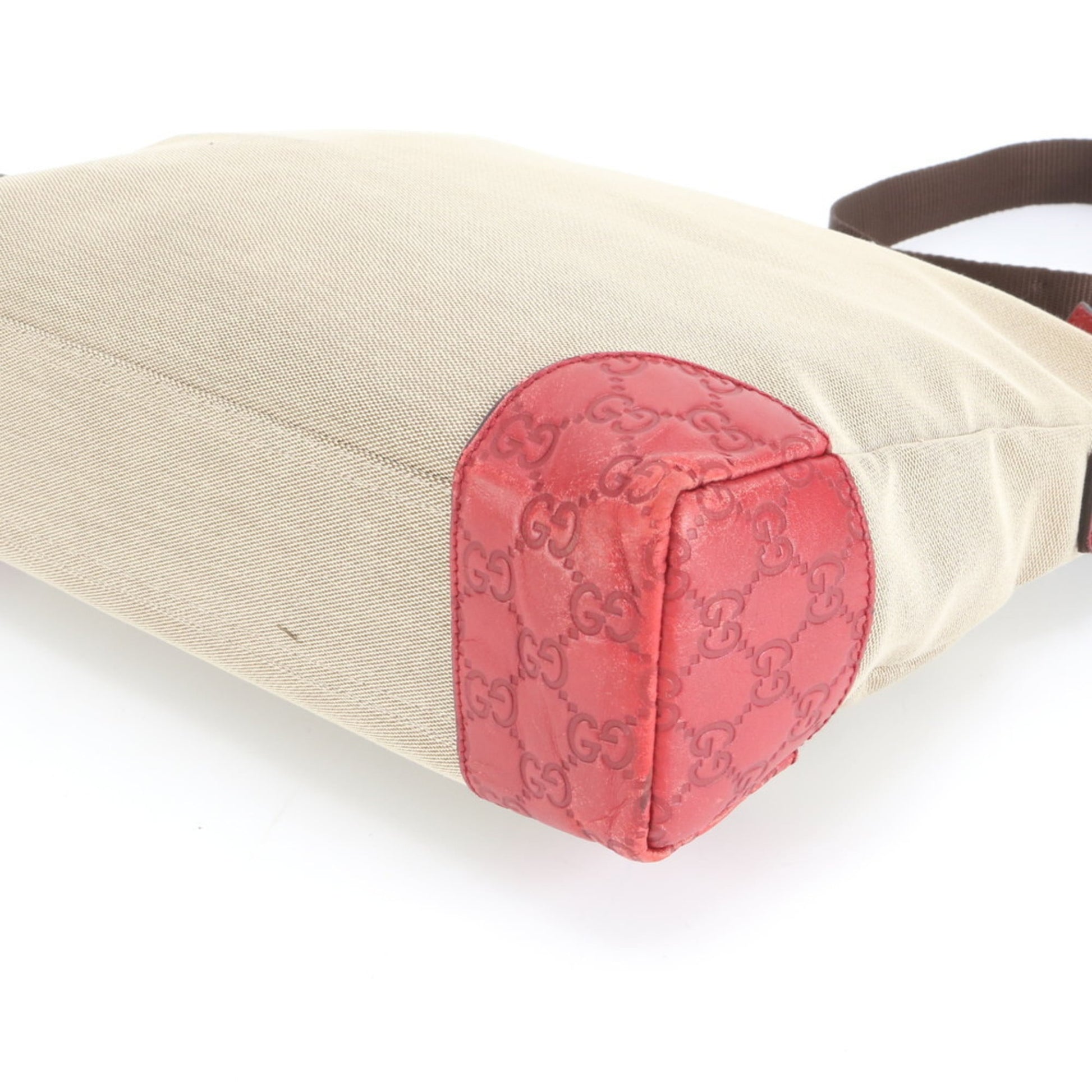 Gucci Brown Leather Canvas Shoulder Bag