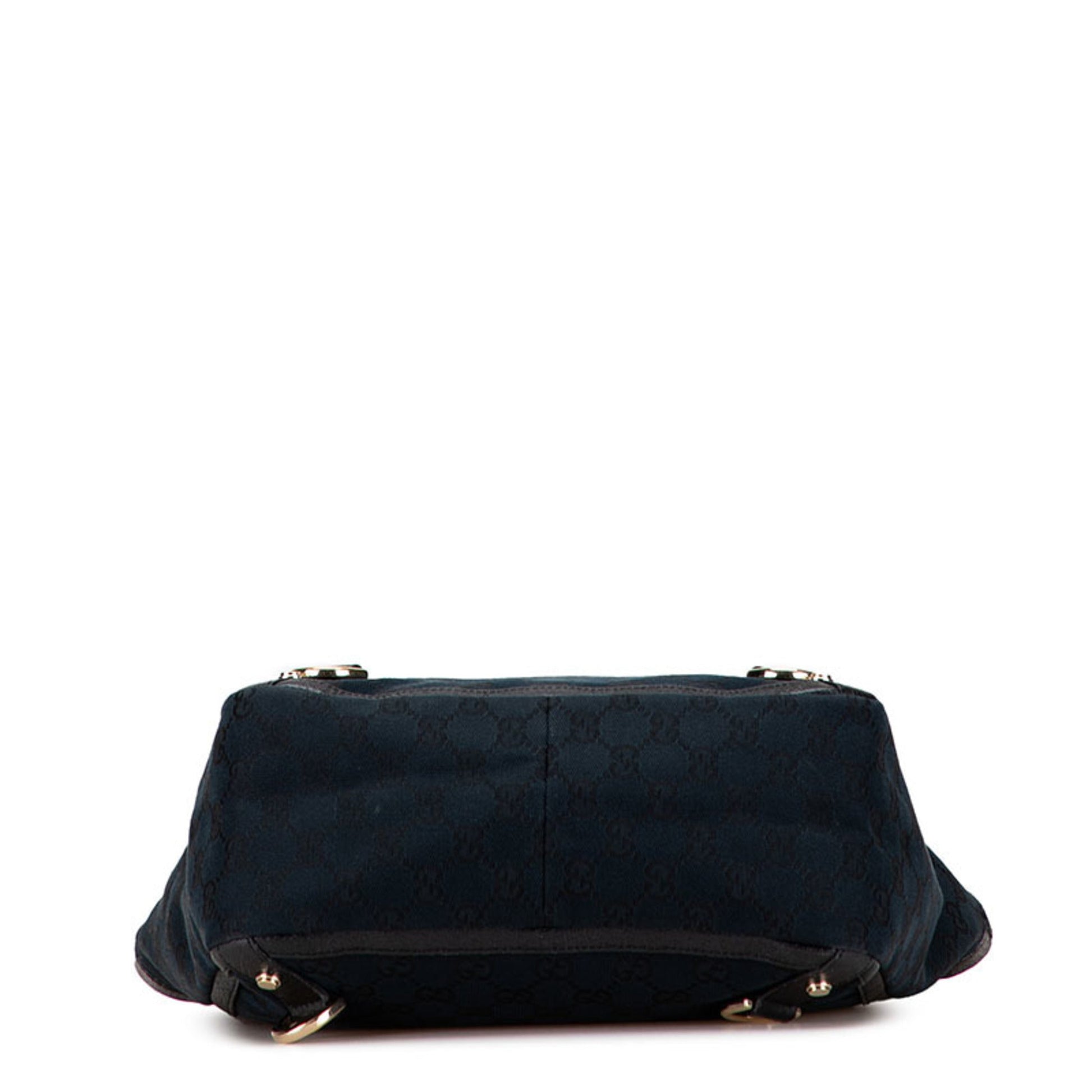 Gucci Gg Canvas Black Canvas Leather Handbag Tote Bag