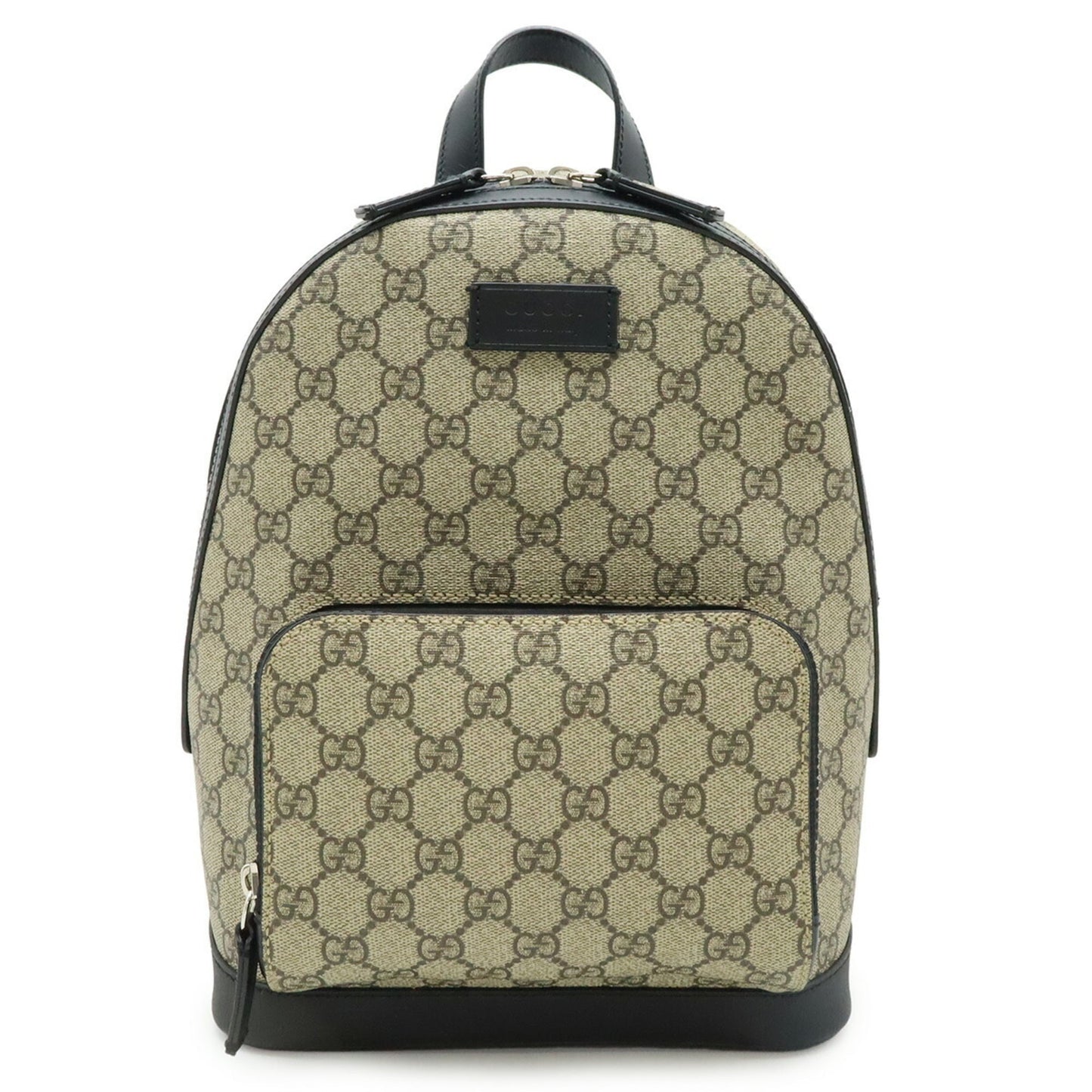 Gucci Beige Black Gg Supreme Canvas Leather Backpack