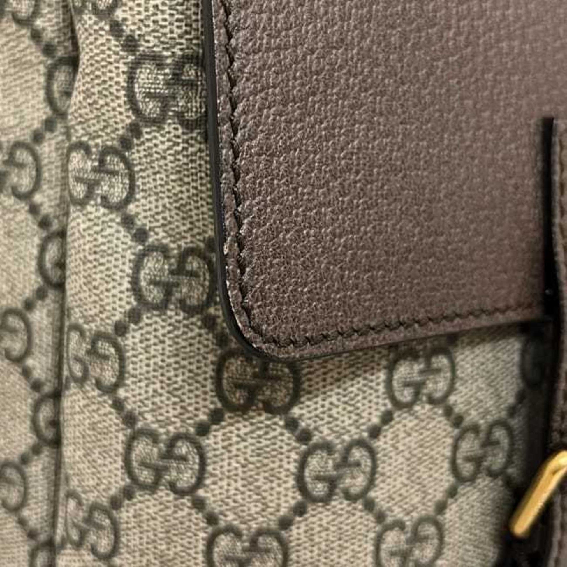 Gucci Sherry Line Beige Brown Gg Supreme Backpack