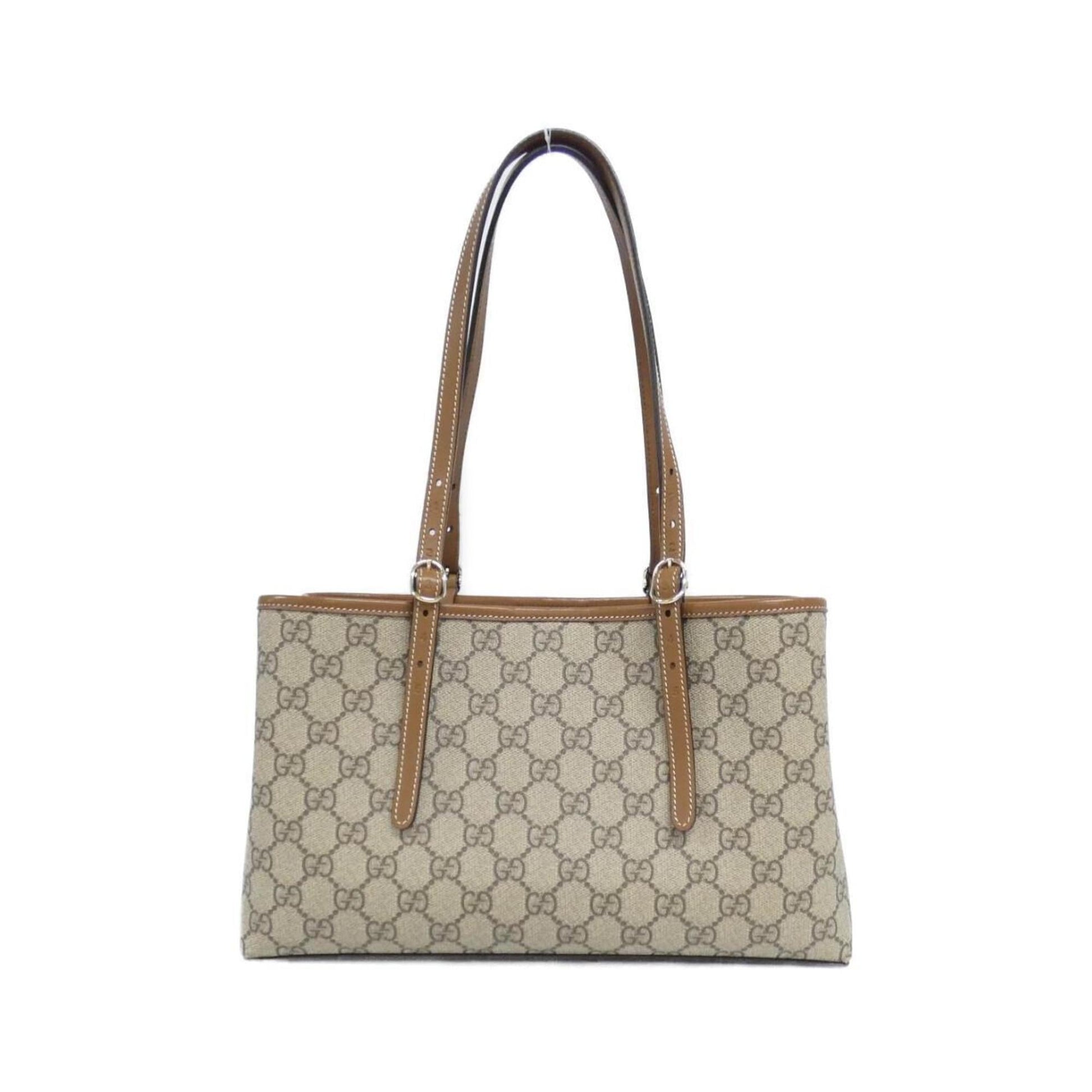 Gucci Beige Dark Brown Fabric Leather Handbag