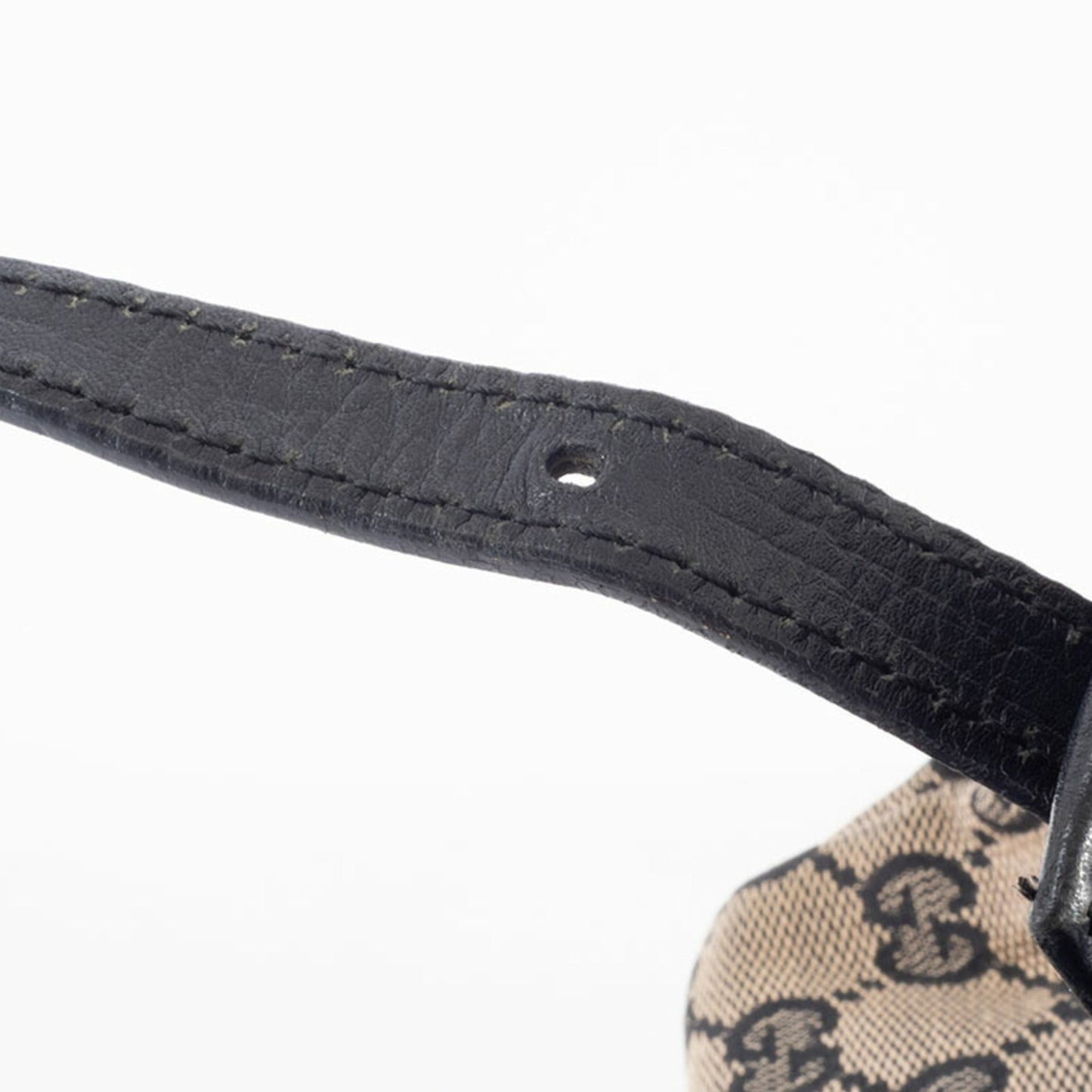 Gucci Gg Canvas Beige Black Gg Canvas Leather Handbag