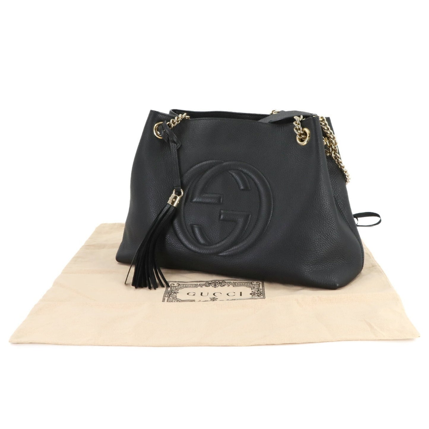 Gucci Black Leather Tote Bag