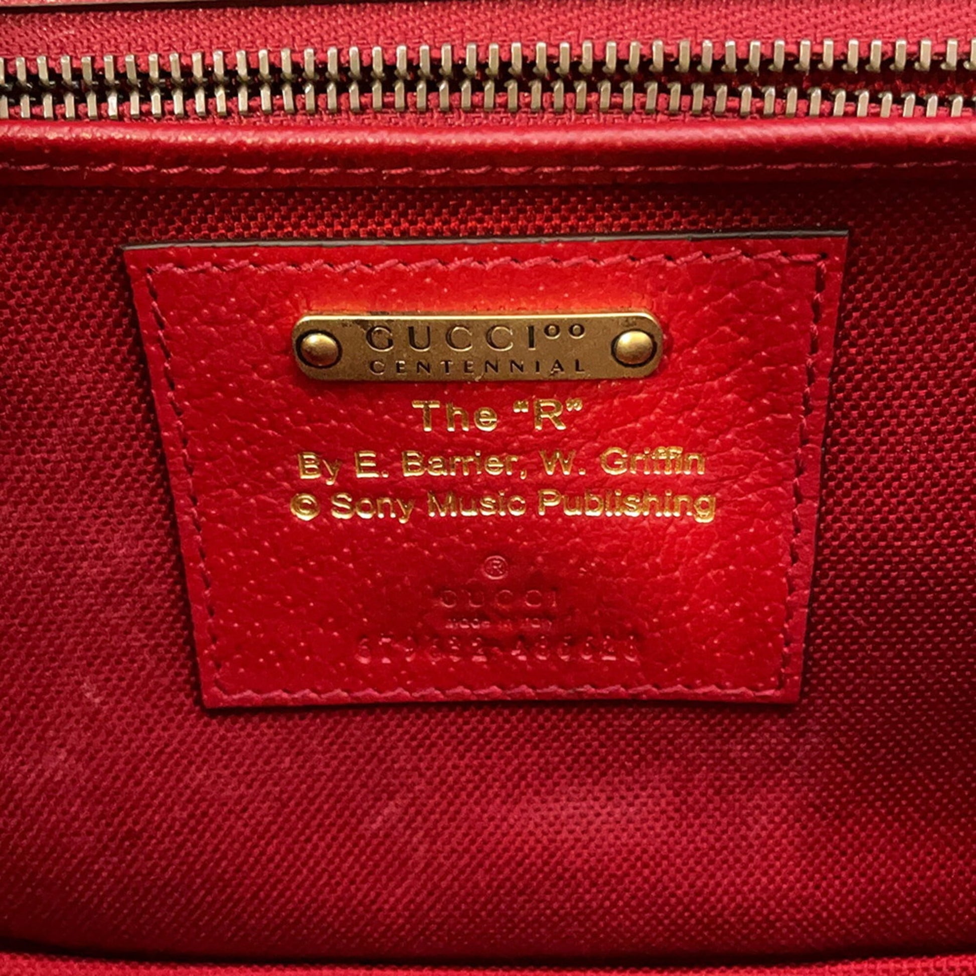 Gucci Ivory Red Color Leather Canvas Handbag