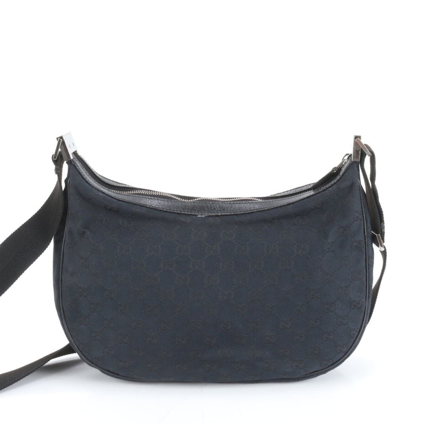 Gucci Black Leather Canvas Shoulder Bag