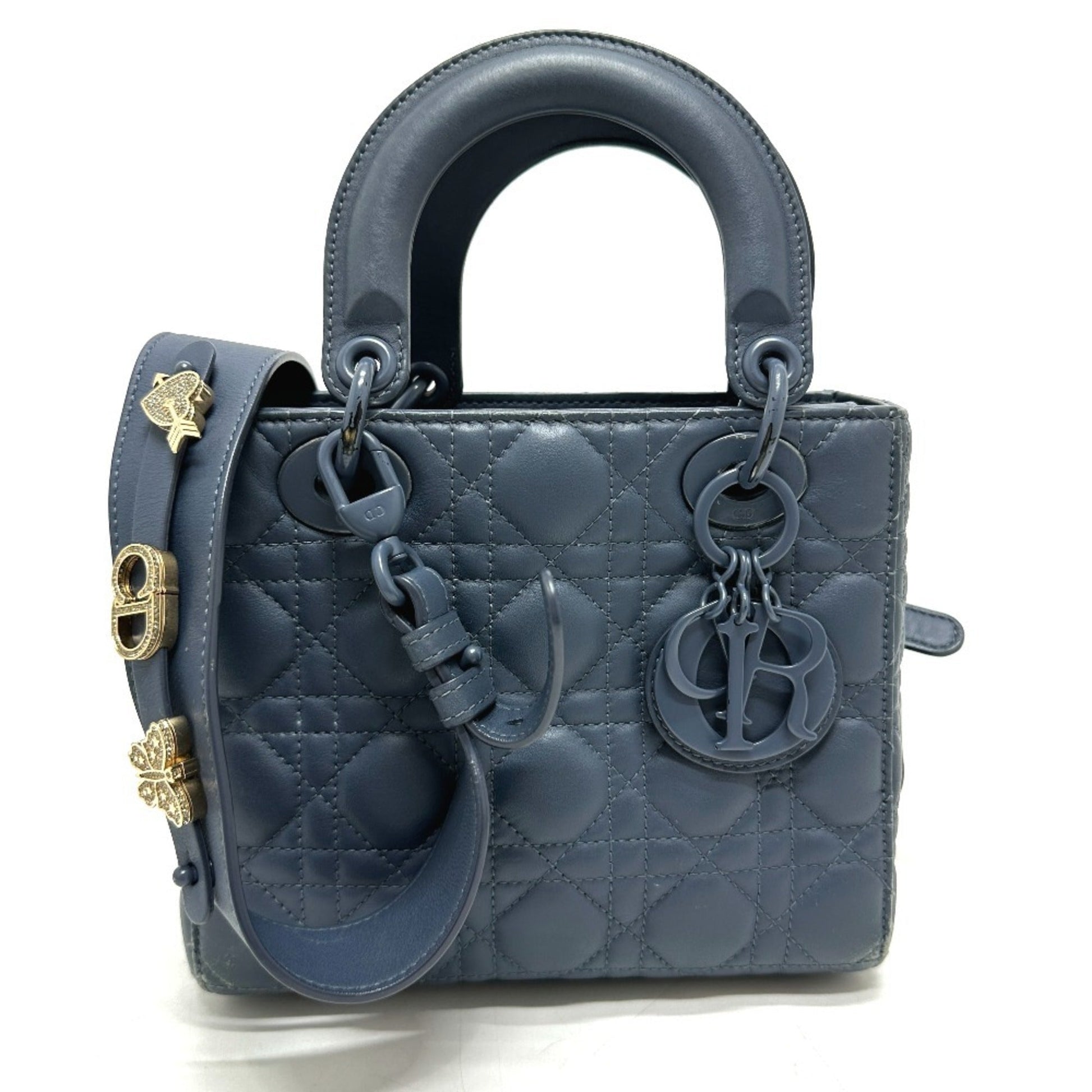 Dior Handbag Christian Shoulder Bag 12 Leather Blue