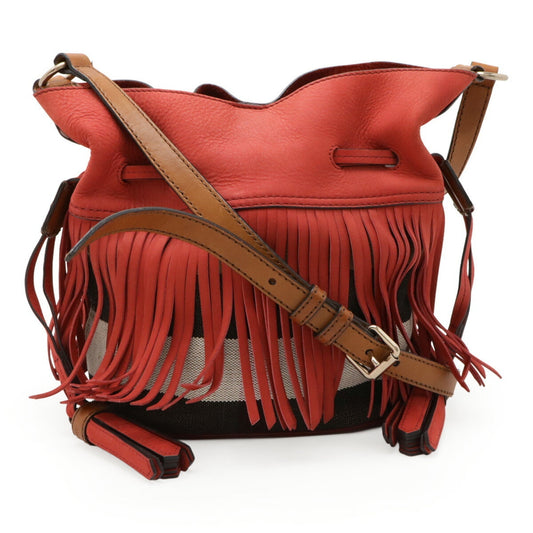 Burberry Color Shoulder Bag Leather Canvas Suede