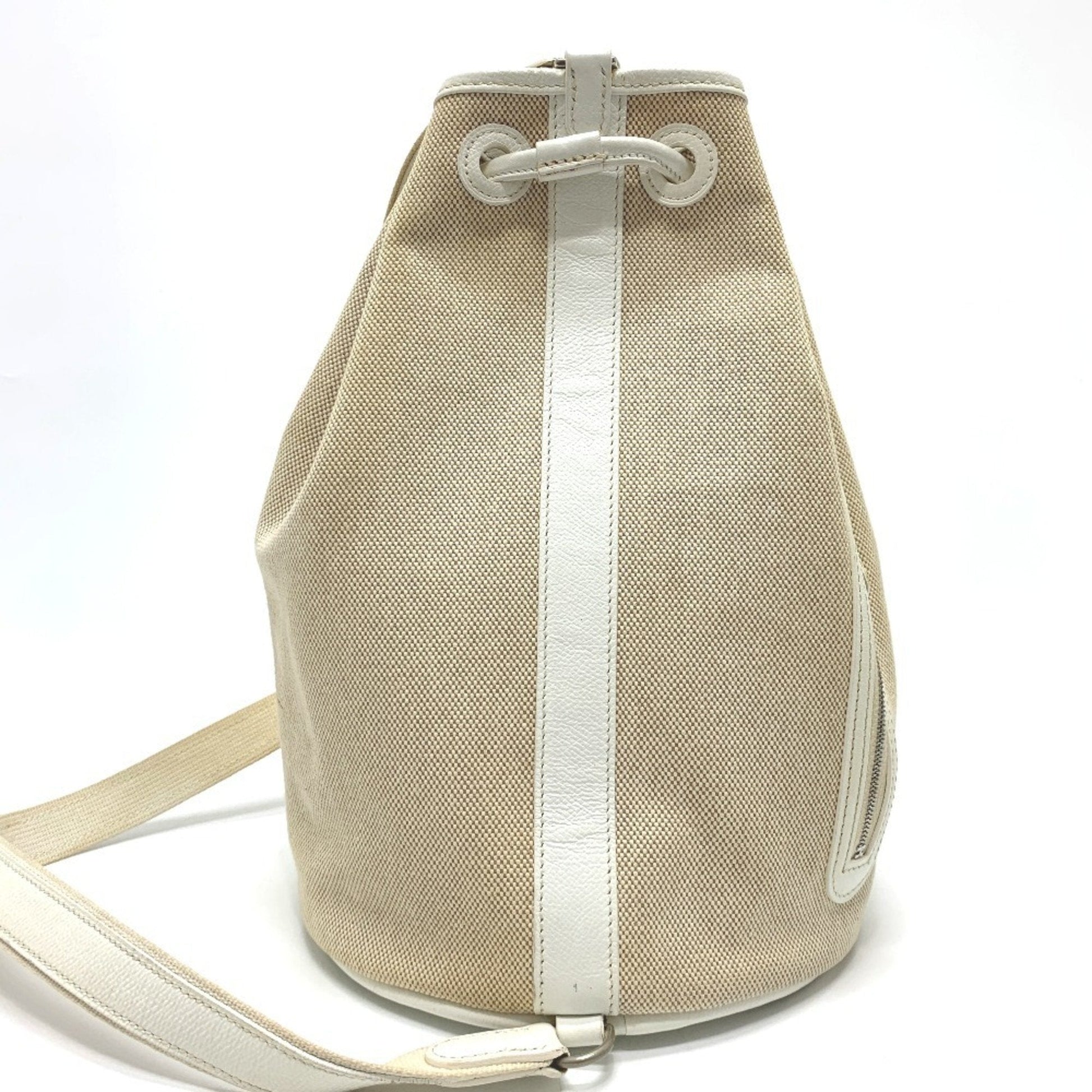 Hermes Ivory Toile Officier Shoulder Bag Leather