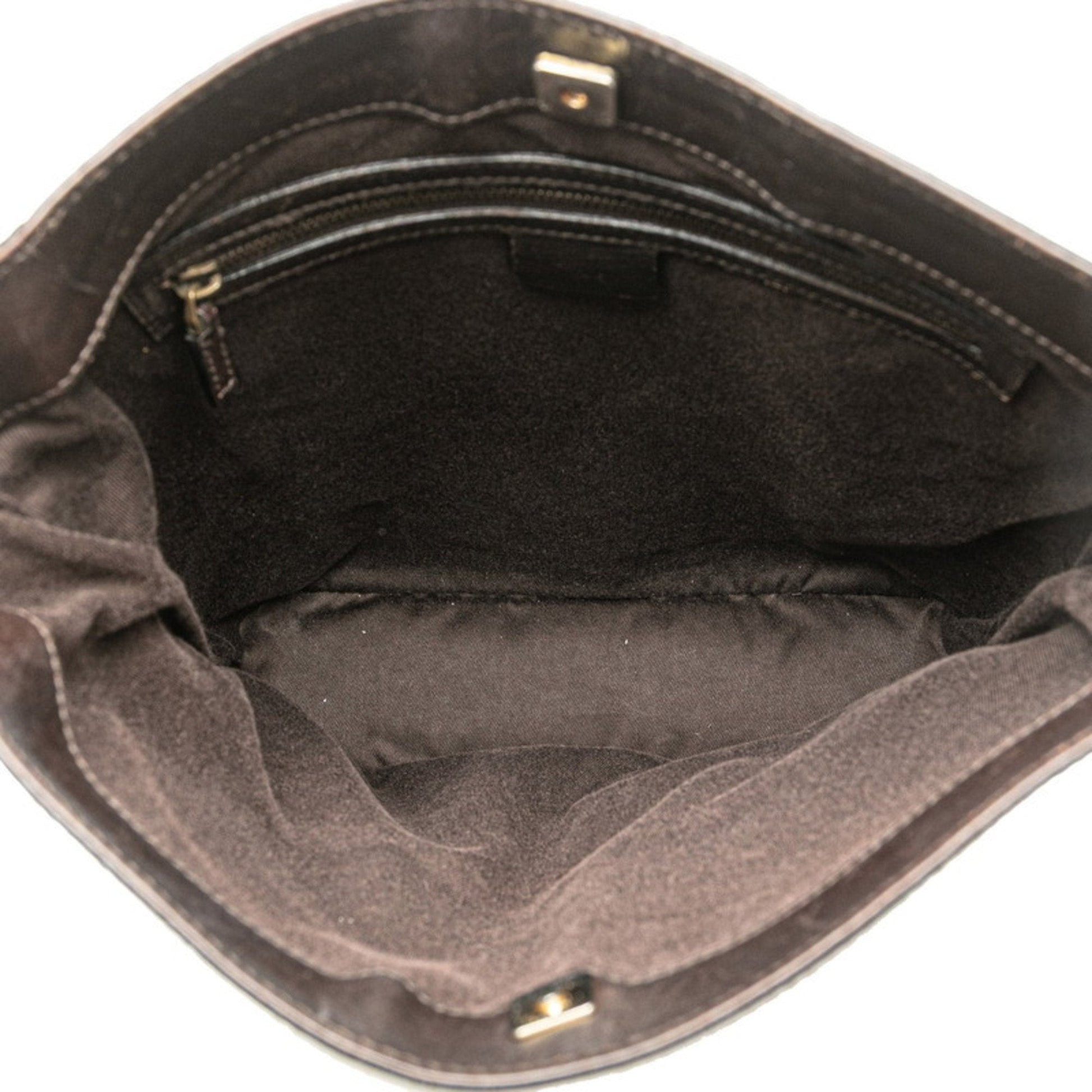 Gucci Beige Brown Canvas Leather Shoulder Bag
