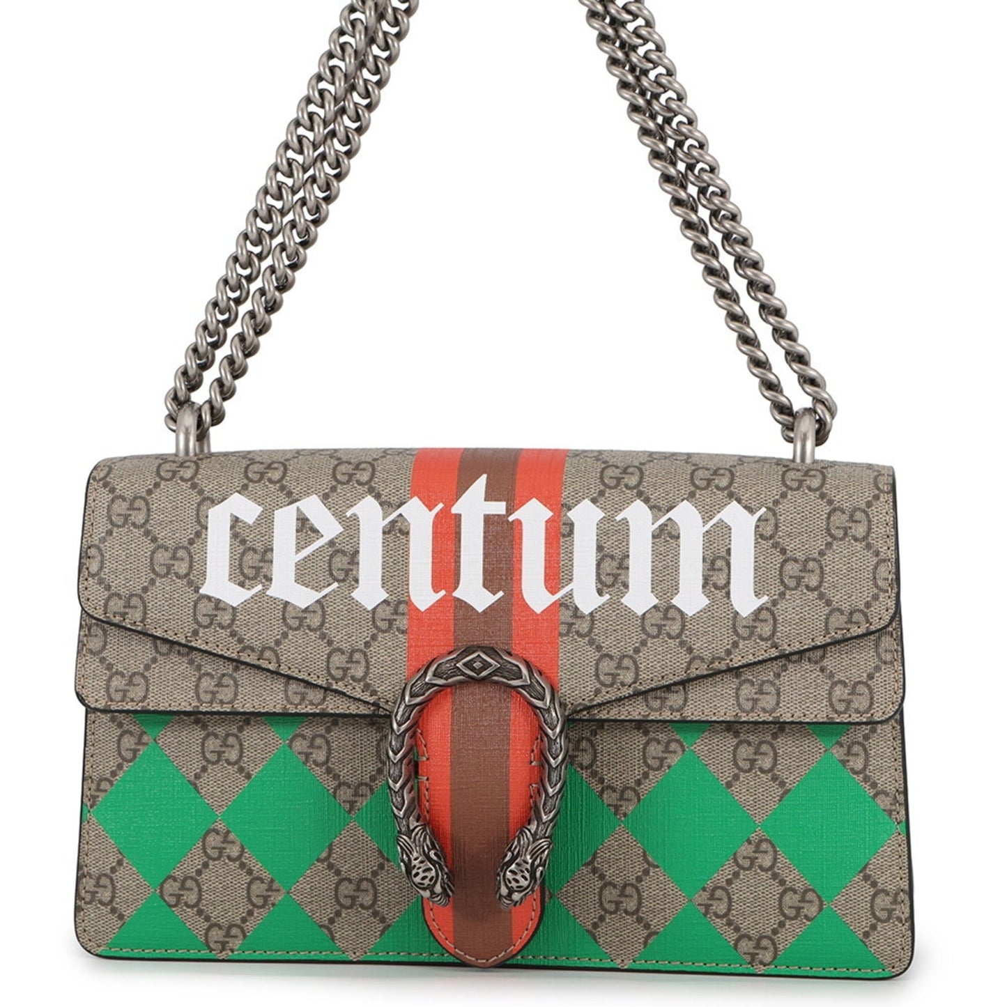 Gucci Beige Green Red Color Leather Gg Supreme Shoulder Bag