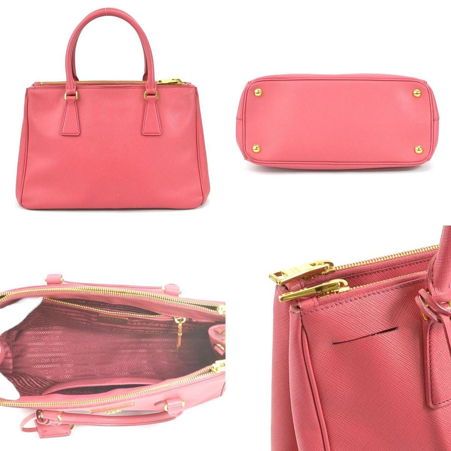 Prada Handbag Shoulder Bag Ladies Leather Pink Gold
