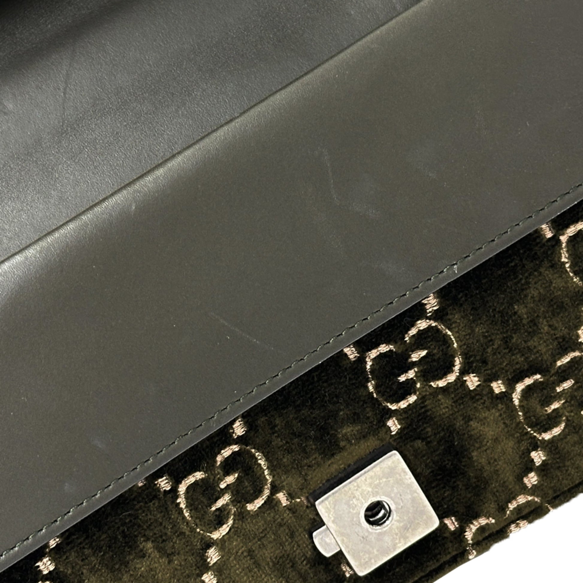 Gucci Khaki Suede Leather Shoulder Bag
