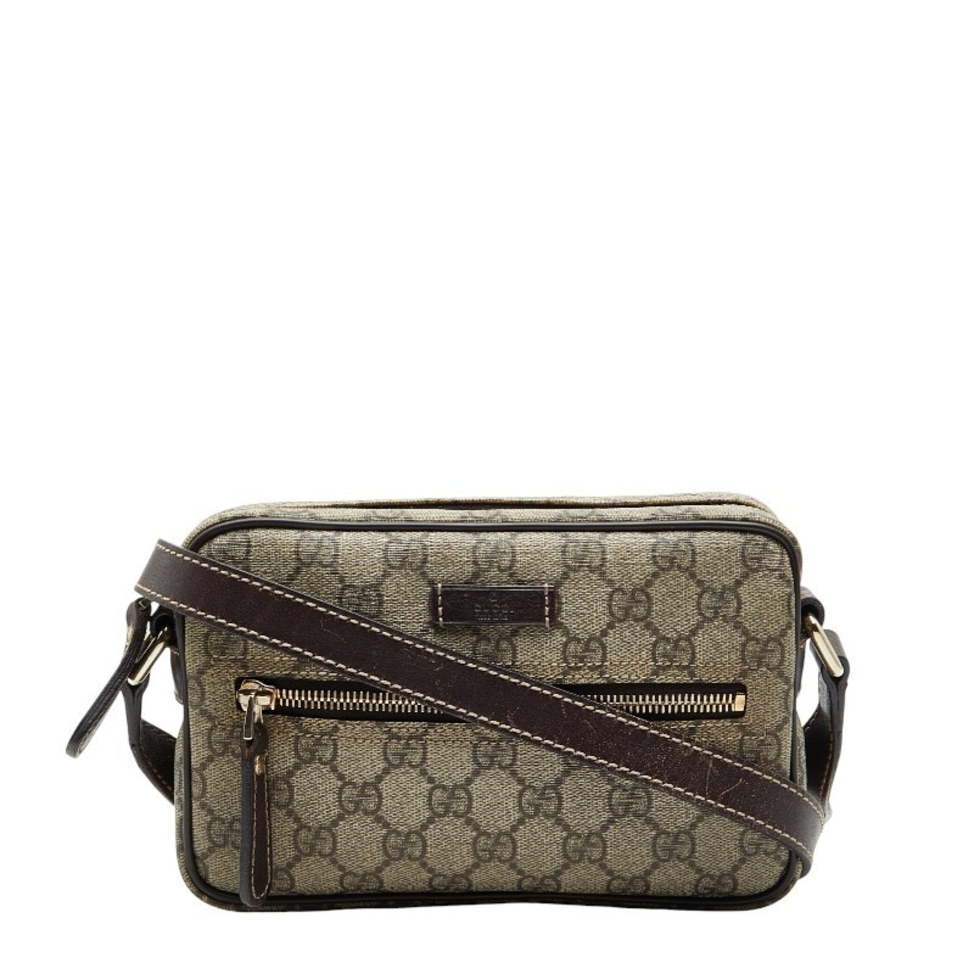 Gucci Beige Brown Pvc Leather Shoulder Bag