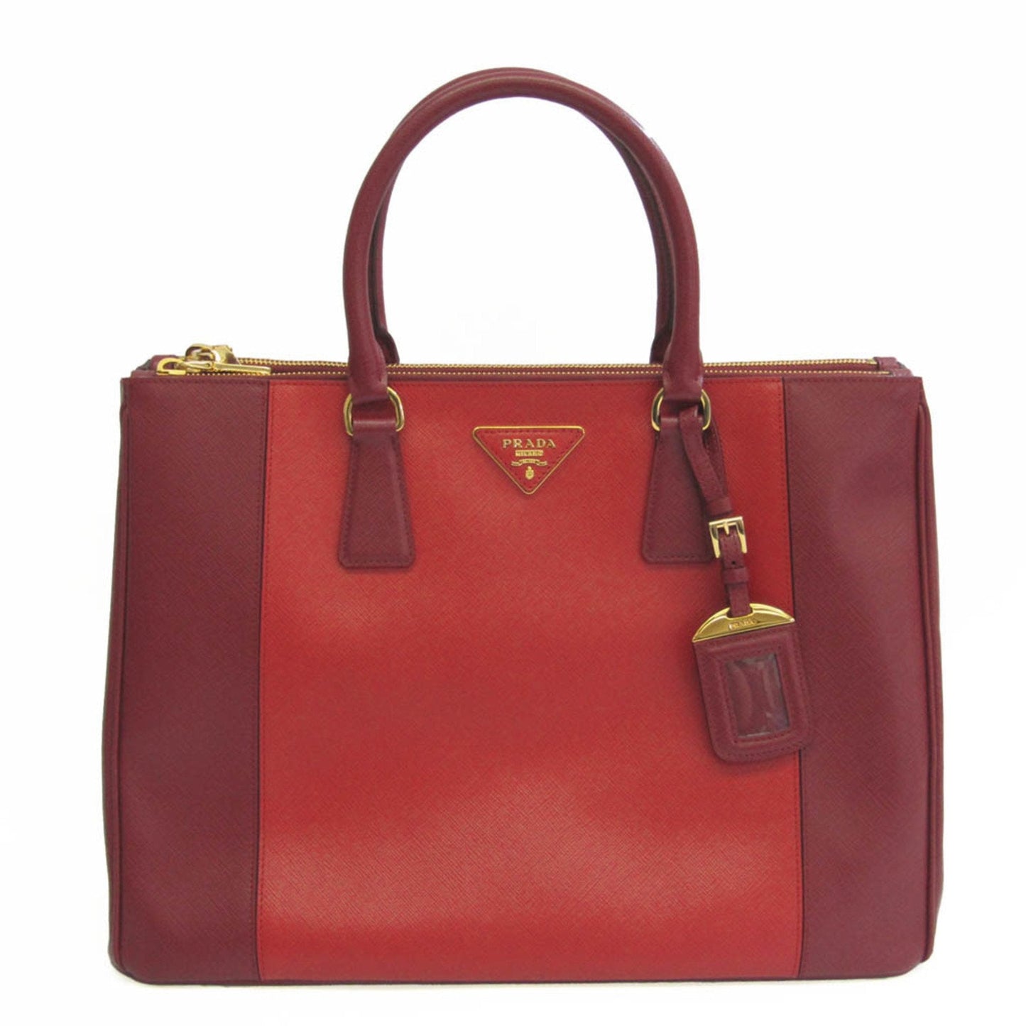 Prada Galleria Women Handbag Bordeaux Color Leather Saffiano Red Travel Bag