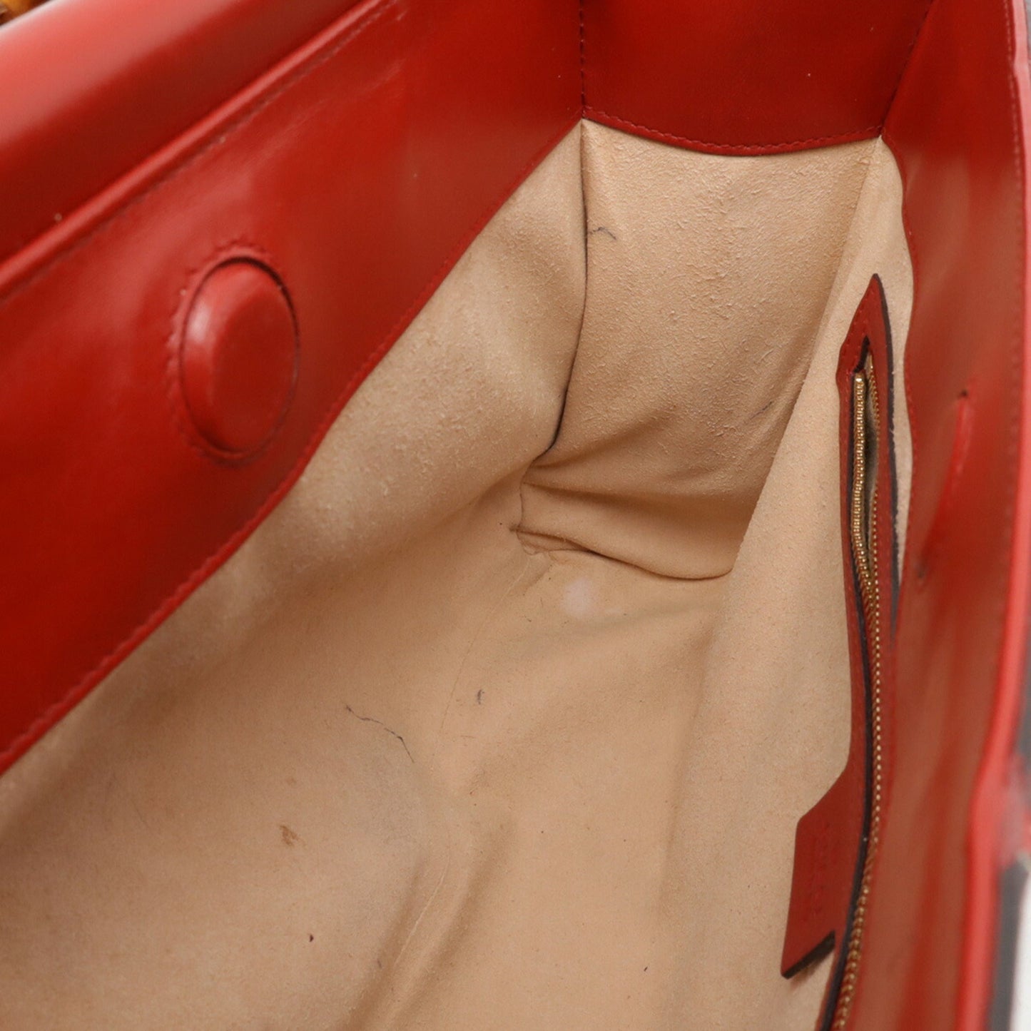 Gucci Red Color Bamboo Leather Handbag Shoulder Bag