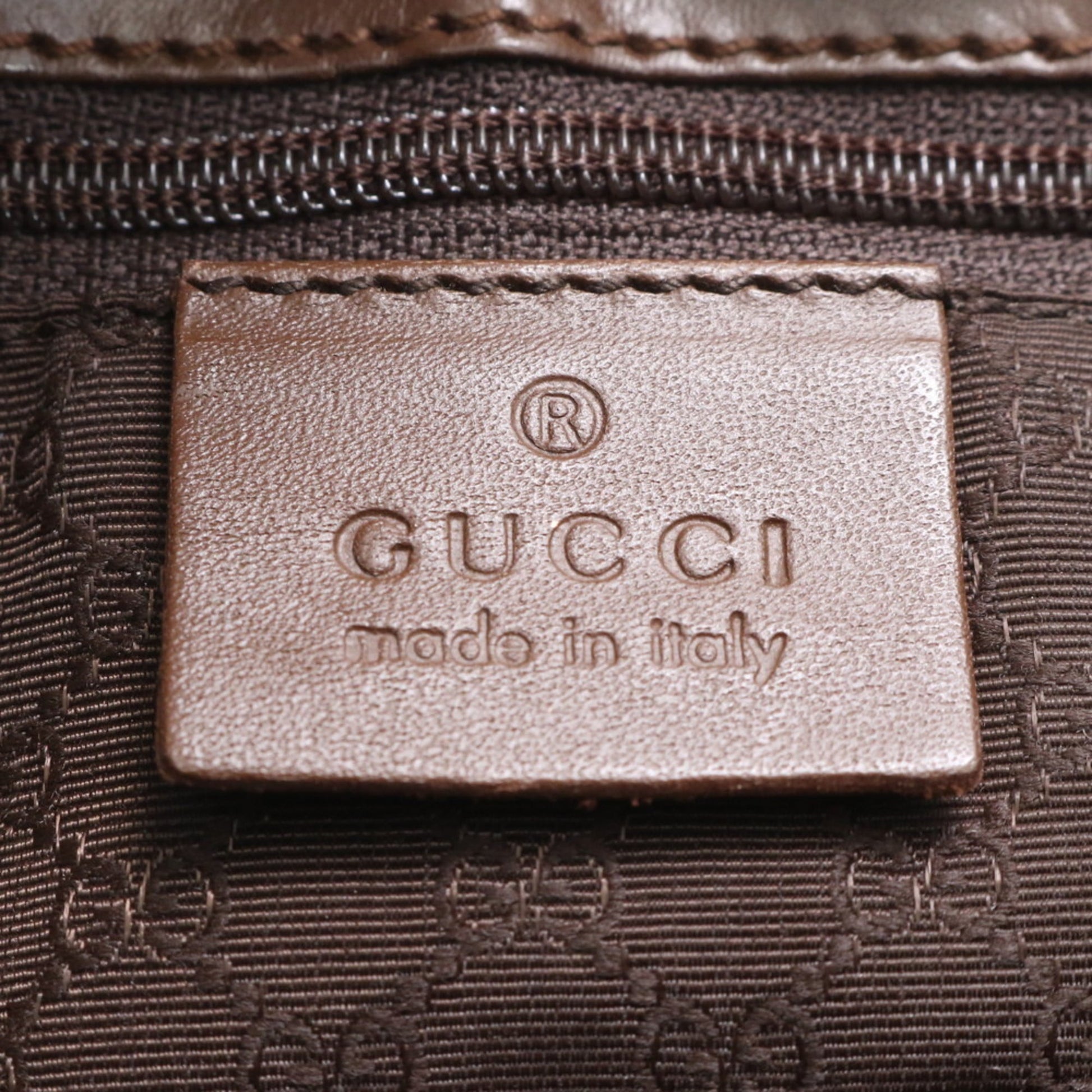 Gucci Brown Leather Canvas Shoulder Bag