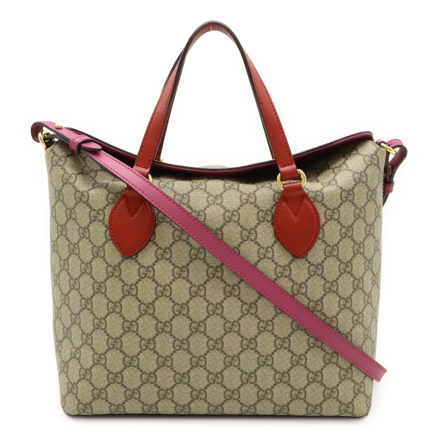 Gucci Beige Pink Pink Red Red Color Gg Supreme Leather Handbag Shoulder Bag Tote Bag