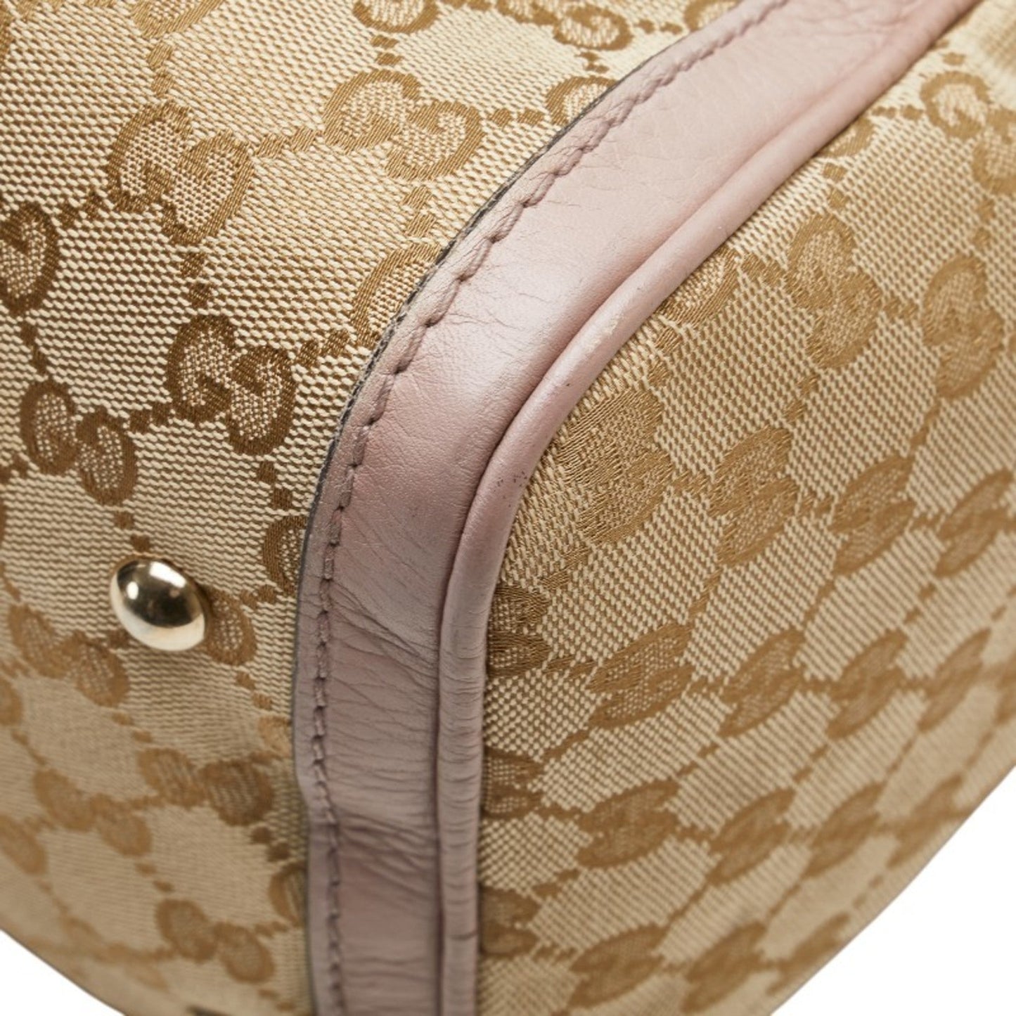 Gucci Beige Pink Canvas Leather Handbag Shoulder Bag