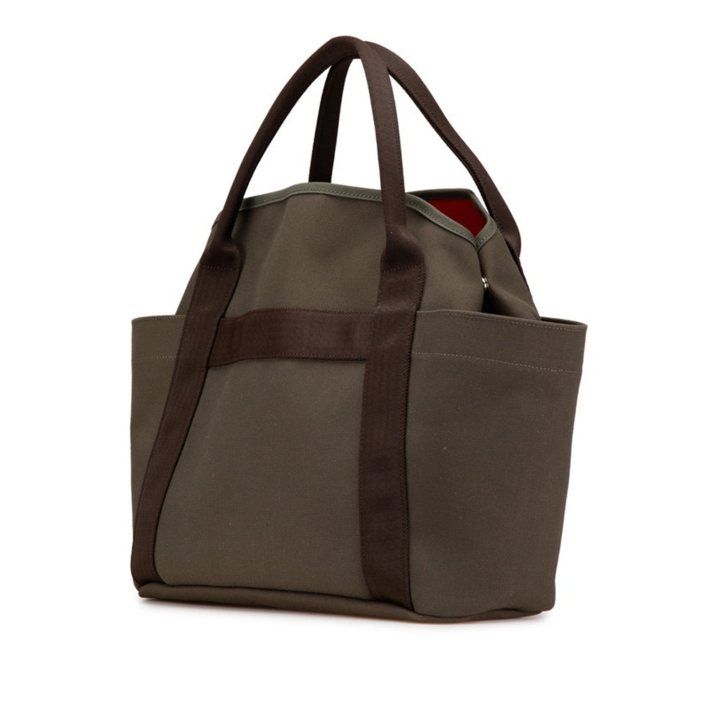 Hermes Khaki Shoulder Bag Tote Bag Canvas Green