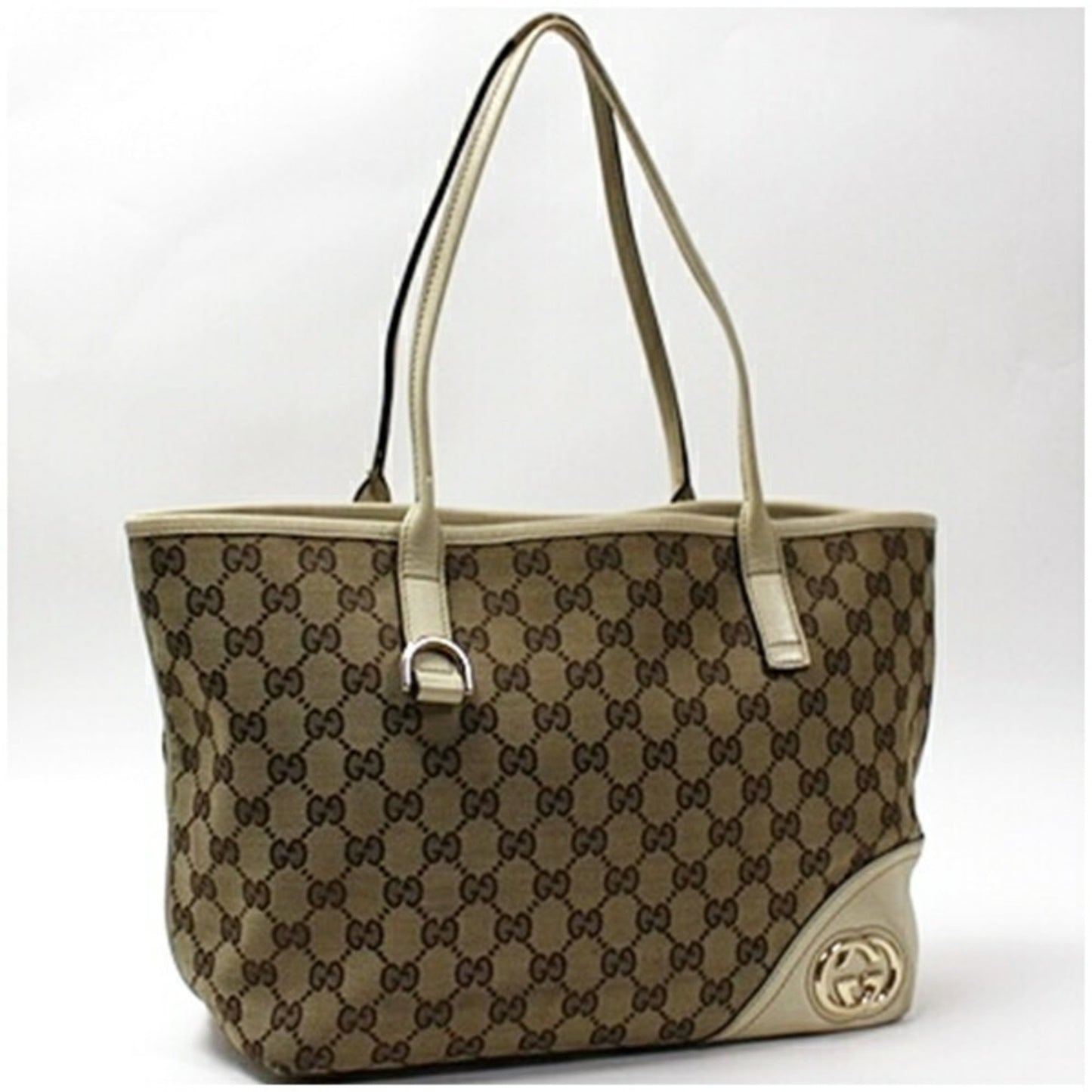 Gucci Brown Ivory Multi-Color Canvas Leather Shoulder Bag