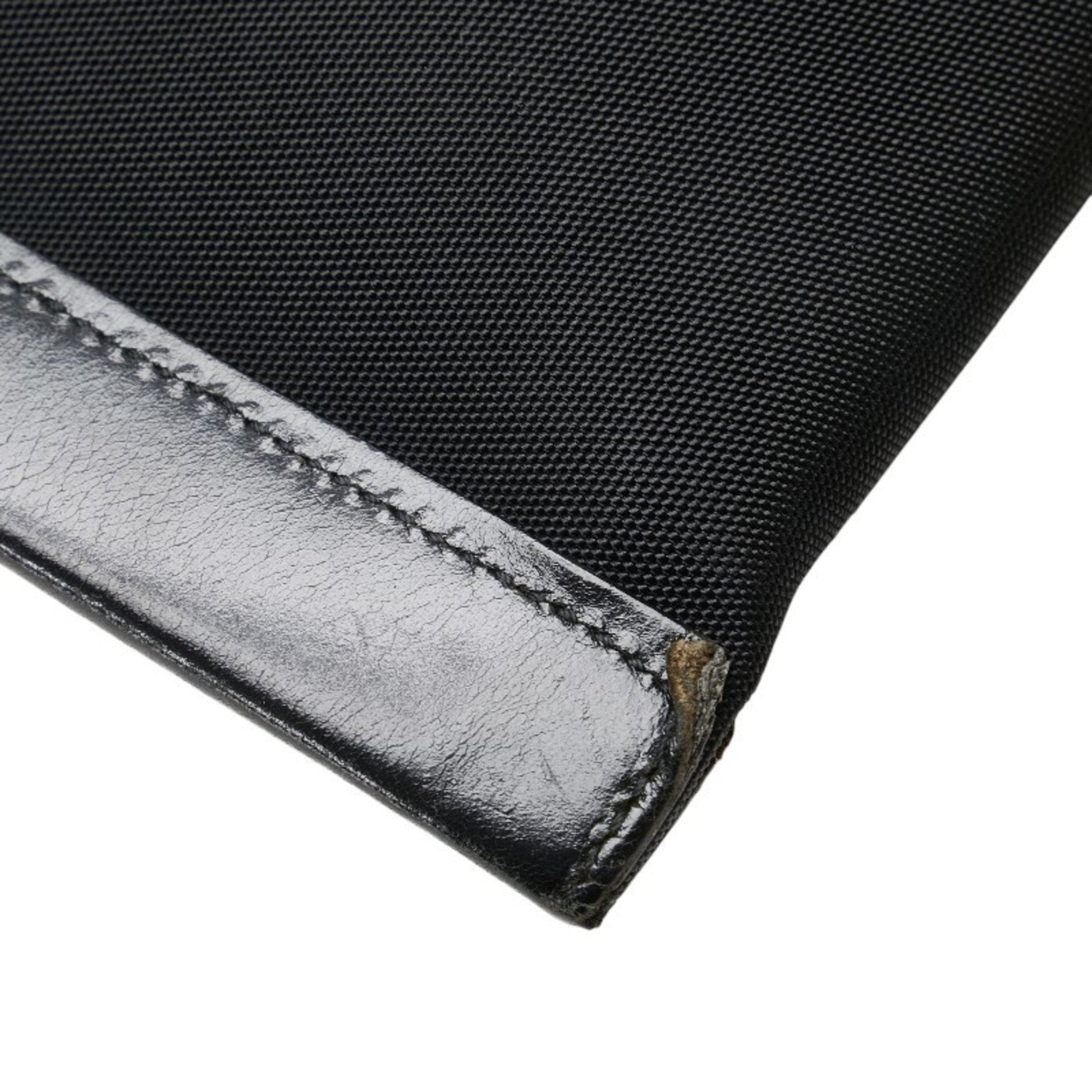 Gucci Black Leather Nylon Canvas Shoulder Bag