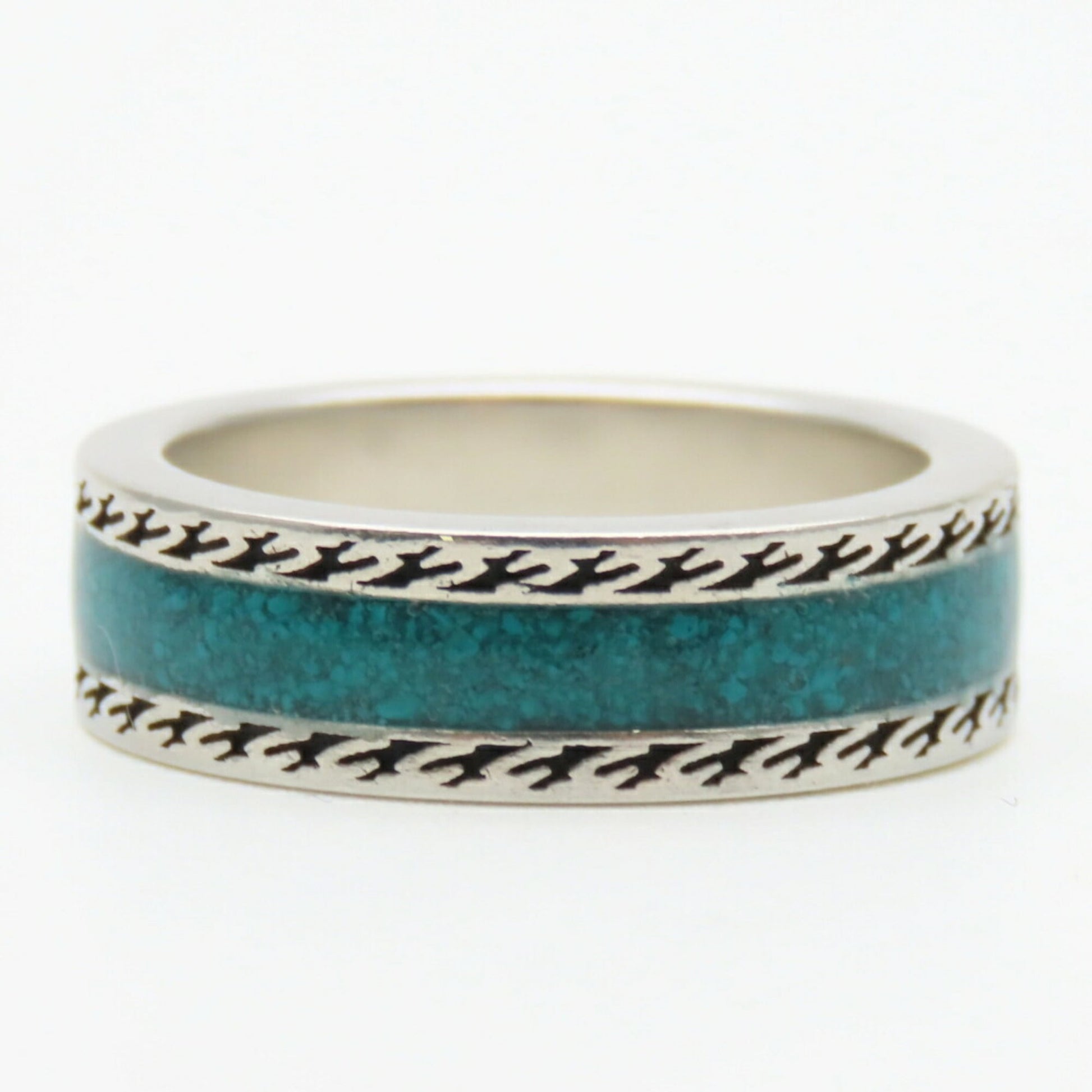 Gucci Silver Turquoise Enamel Silver 925 Band Ring