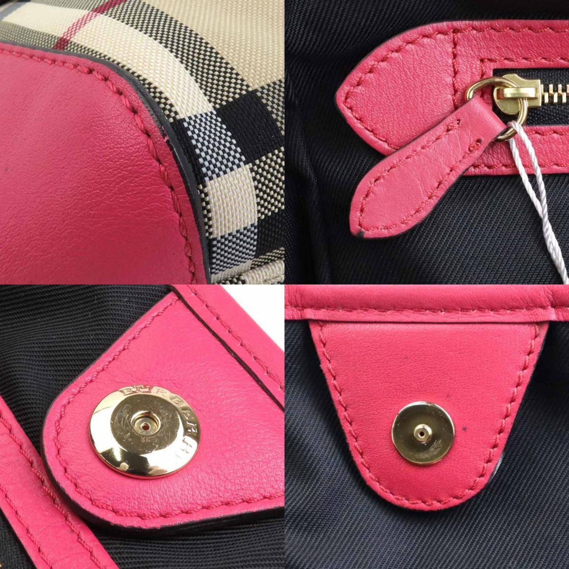 Burberry Shoulder Bag Leather Canvas Nylon