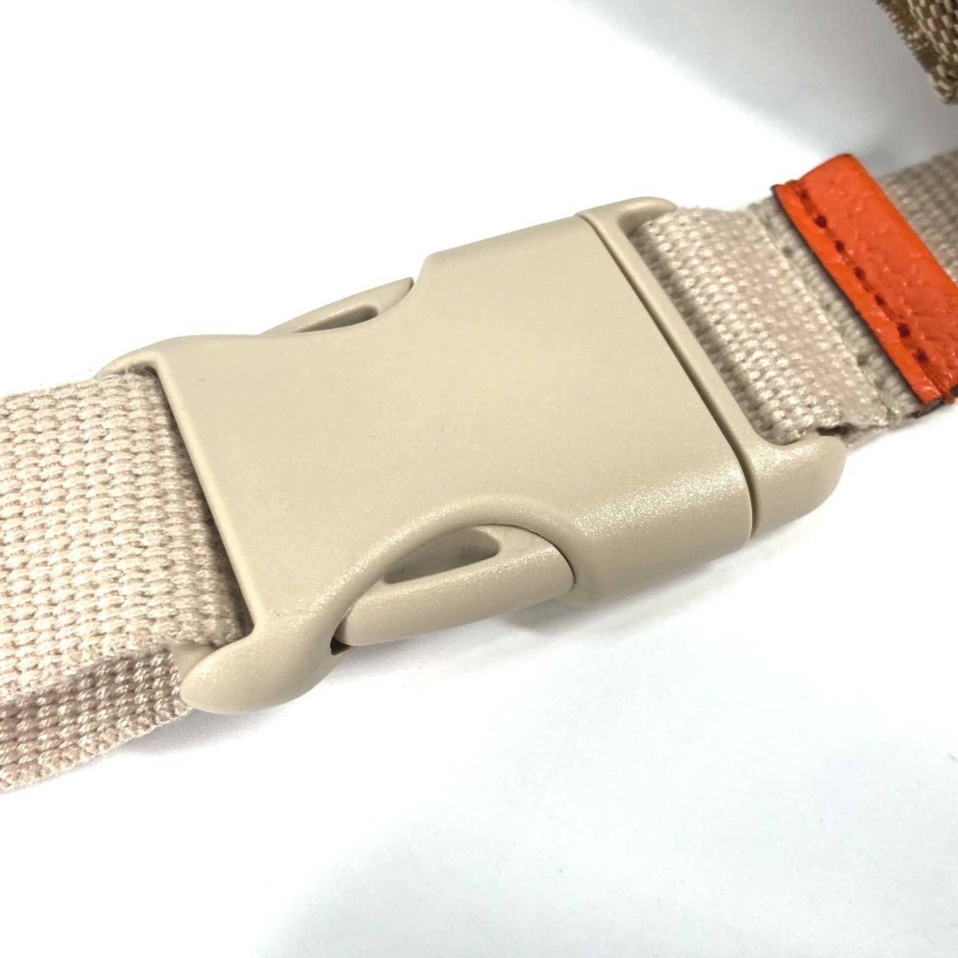Gucci Beige Orange Leather Canvas Sling Bag