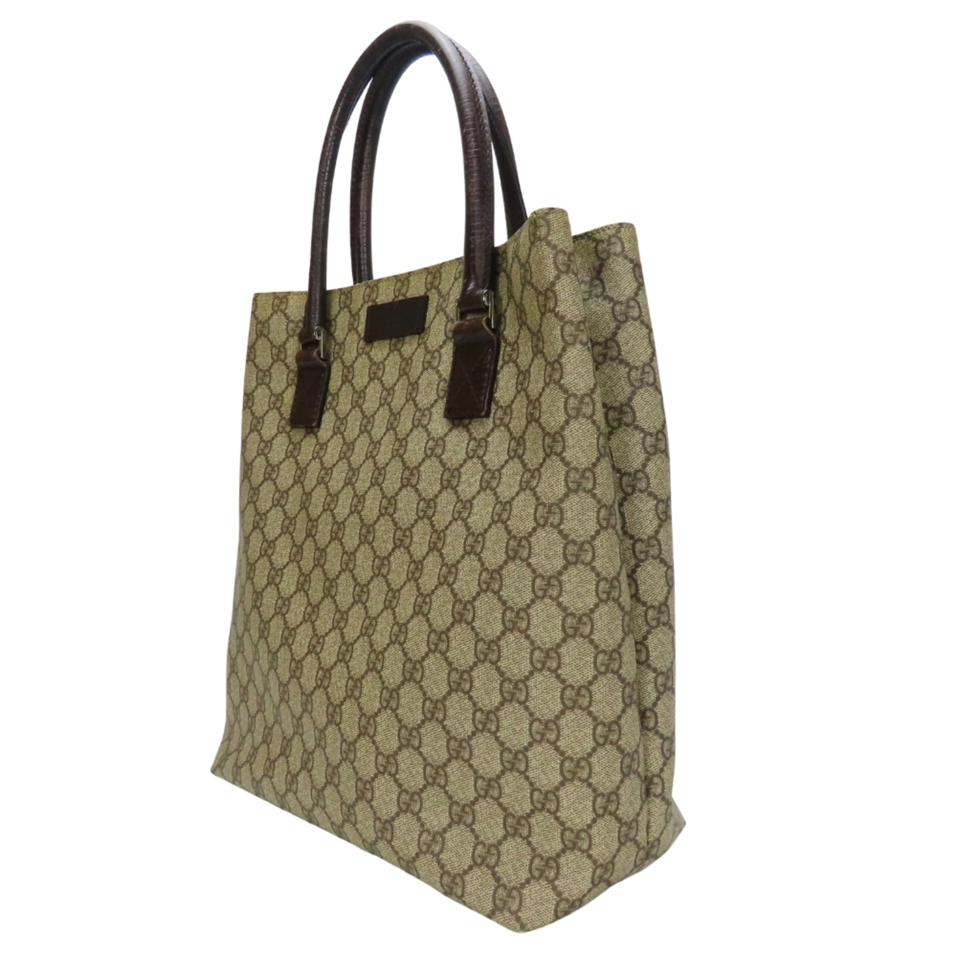 Gucci Beige Brown Gg Supreme Leather Tote Bag