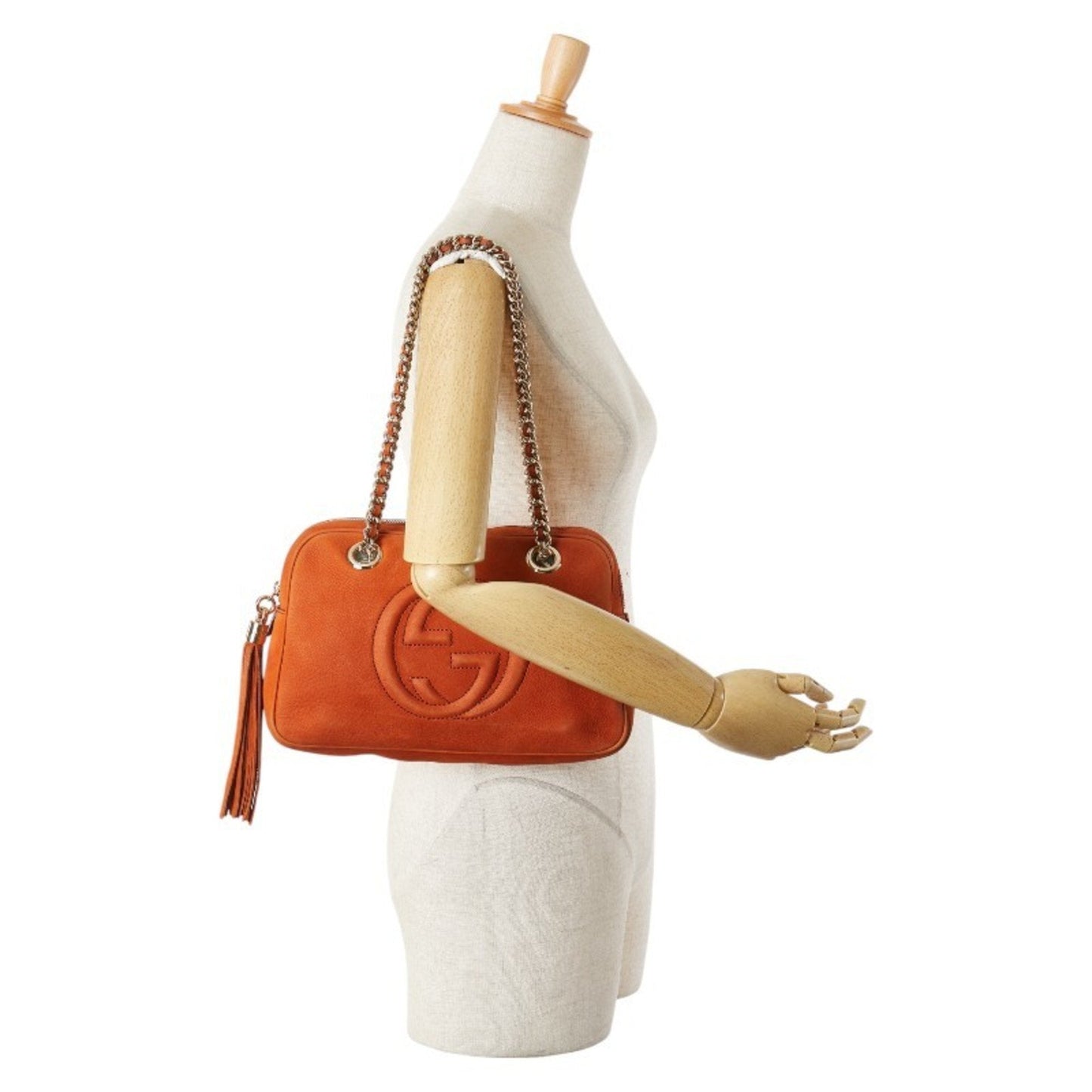 Gucci Brown Orange Leather Shoulder Bag