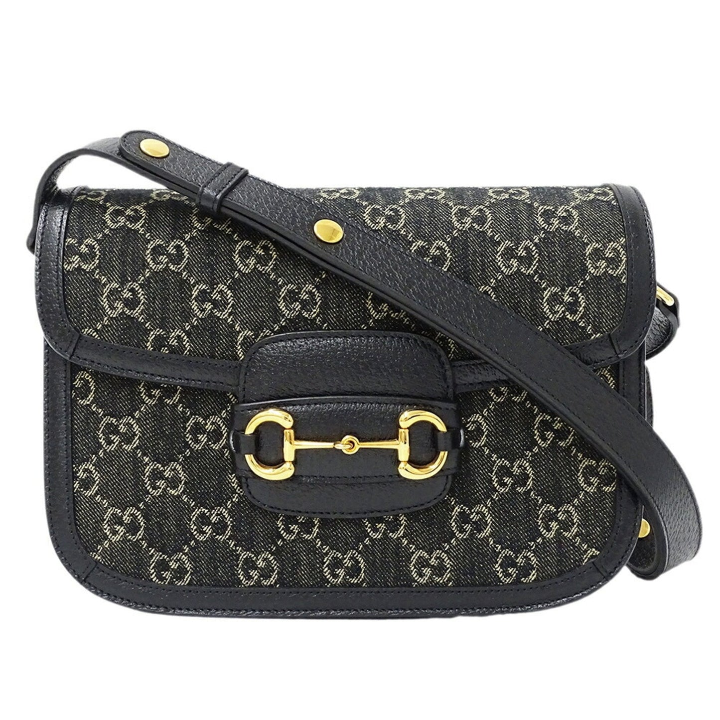Gucci Horsebit Black Denim Shoulder Bag