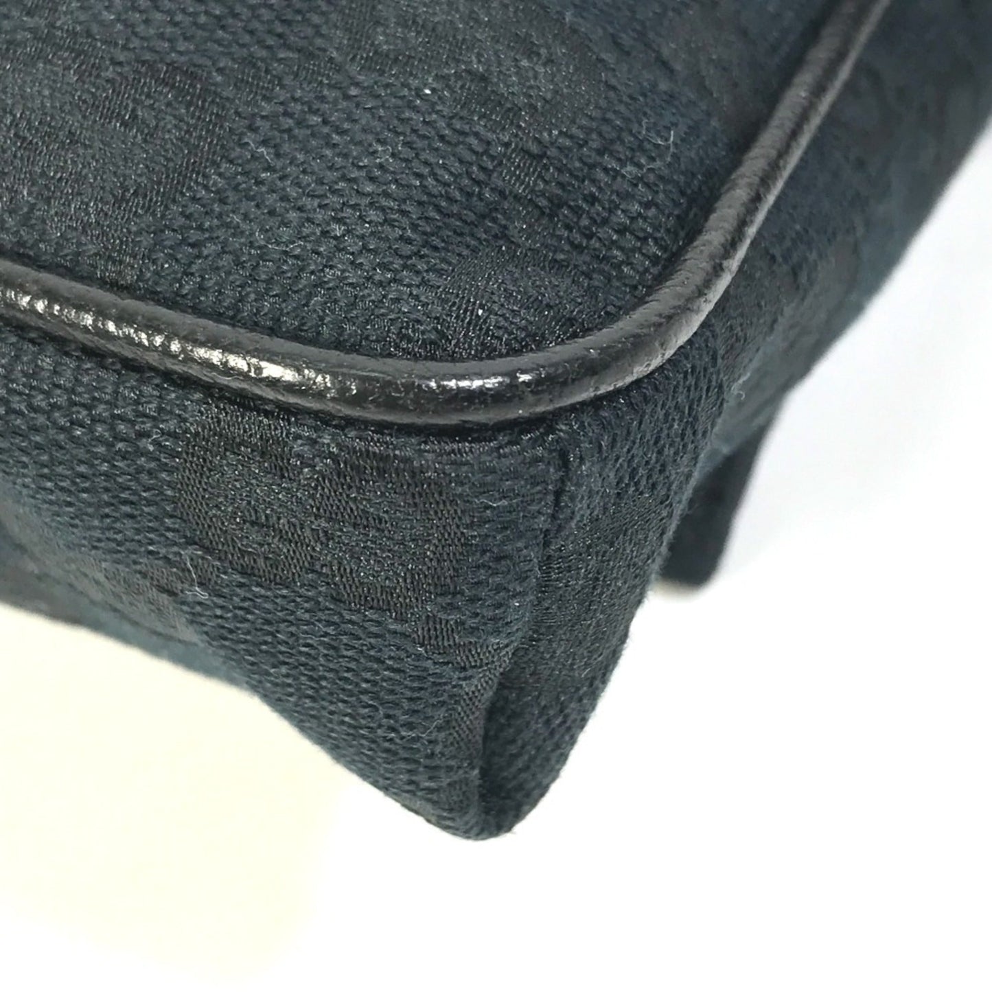 Gucci Black Gg Canvas Leather Fanny Pack