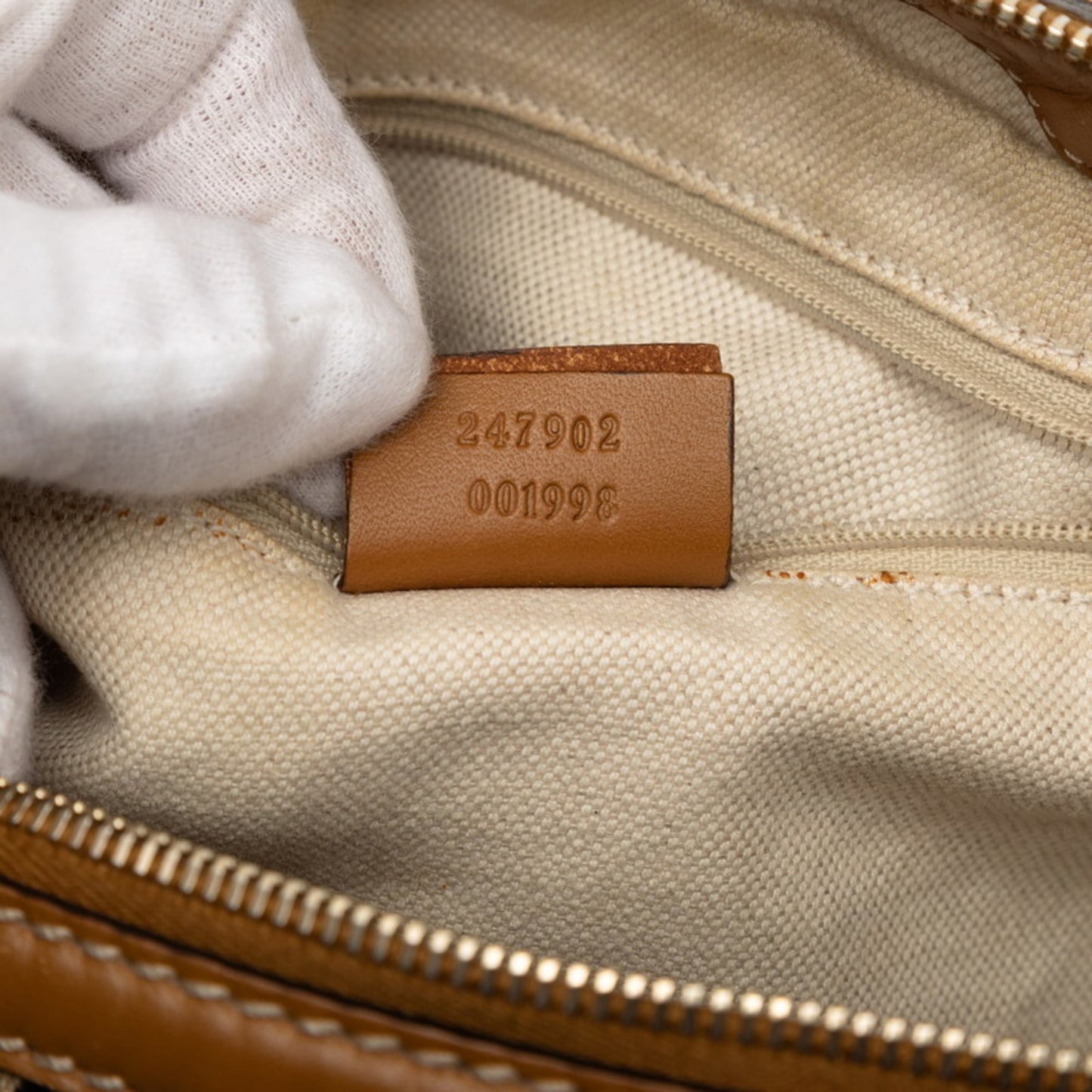 Gucci Beige Canvas Leather Handbag Shoulder Bag